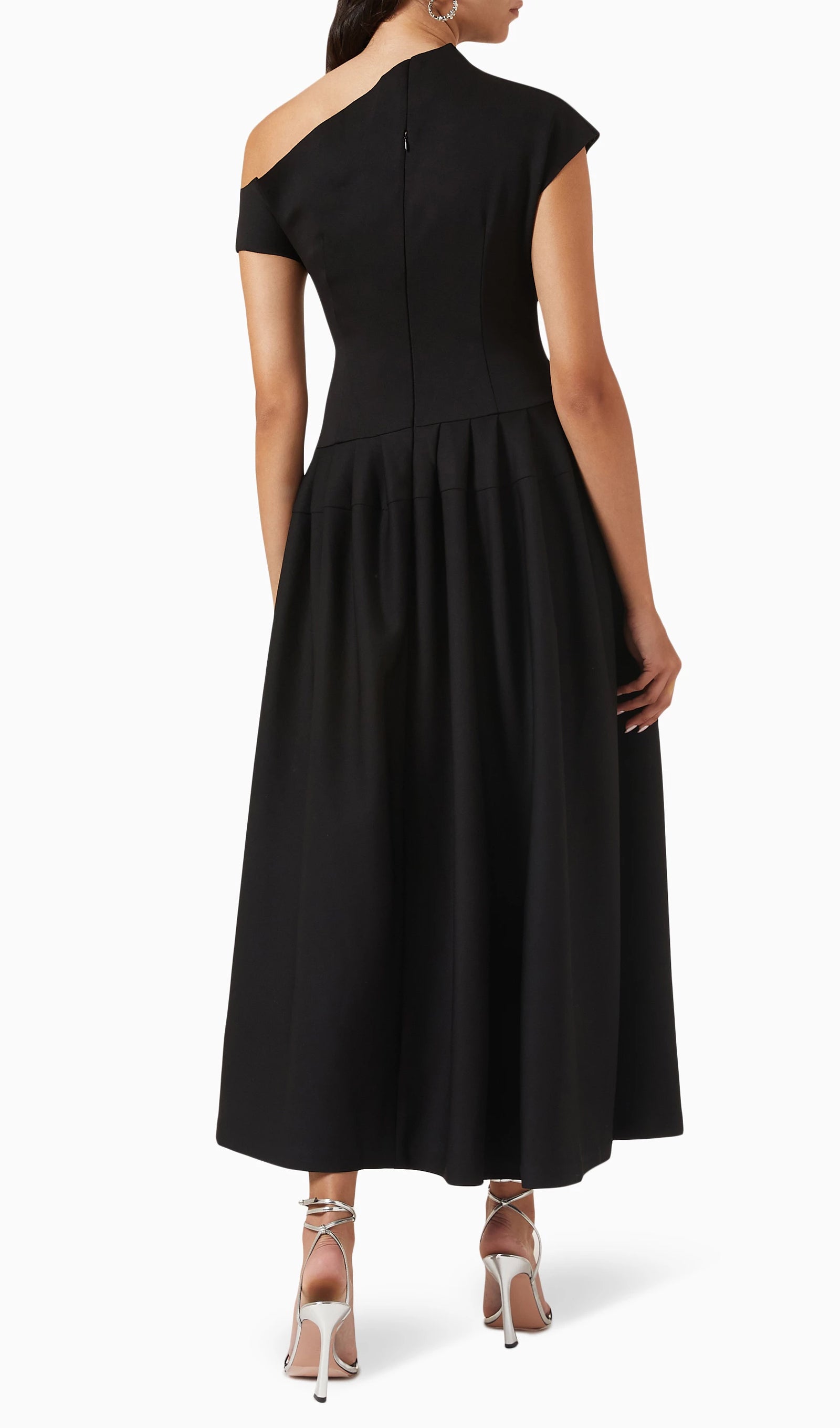 Midikleid in A-Linie mit Blumenmuster und Laternenärmeln