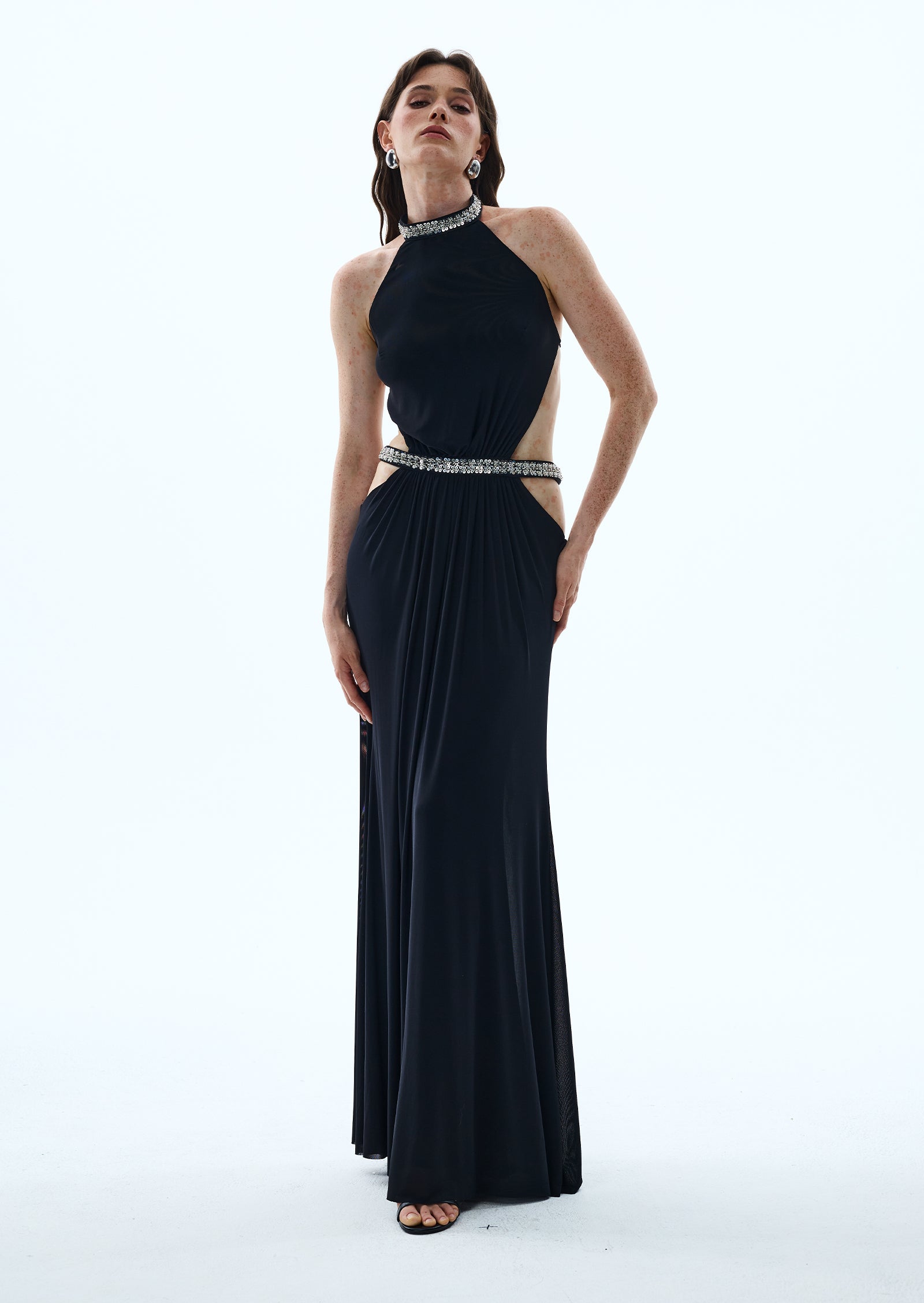 Midikleid in A-Linie mit Blumenmuster und Laternenärmeln