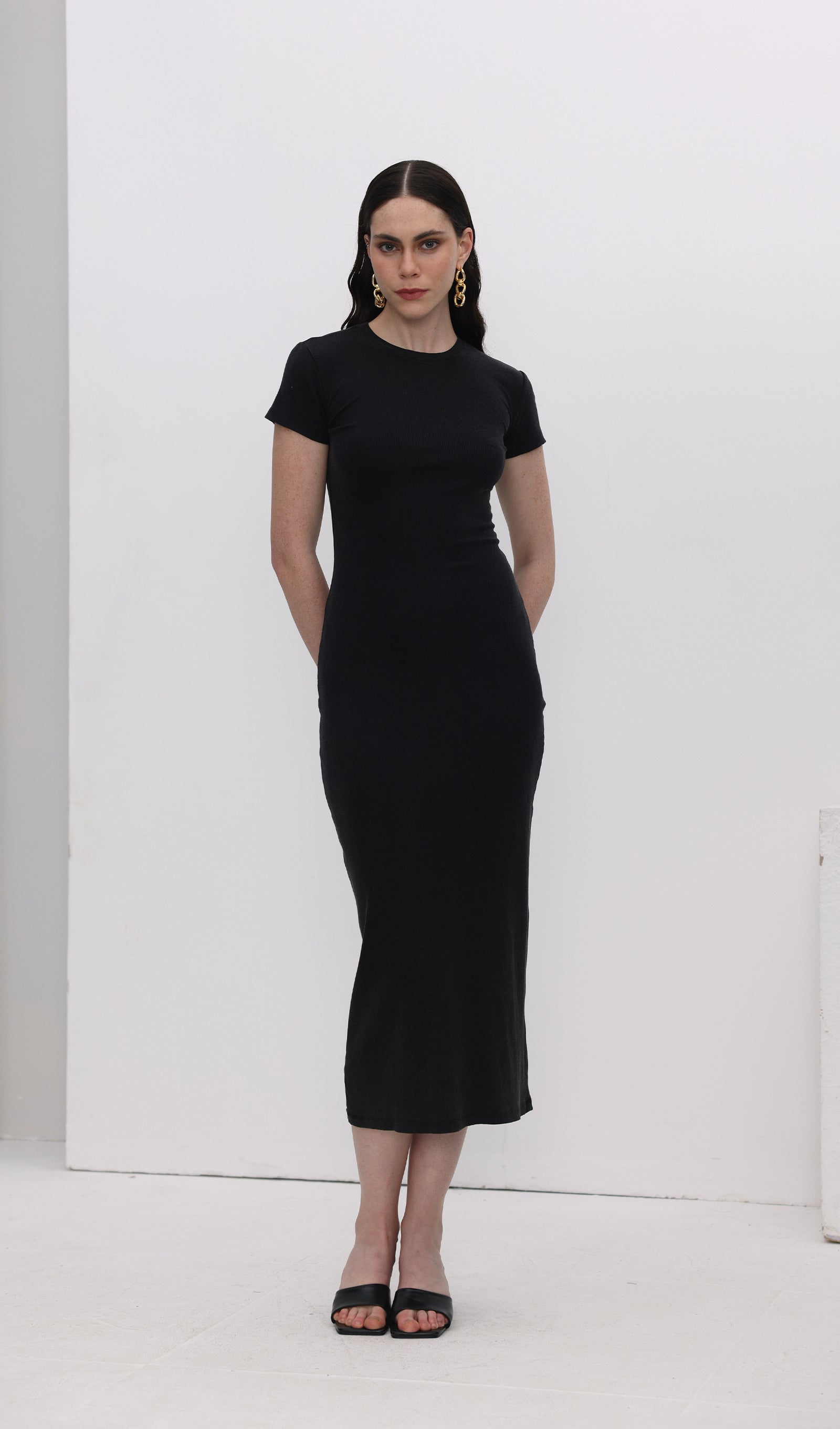 Midikleid in A-Linie mit Blumenmuster und Laternenärmeln