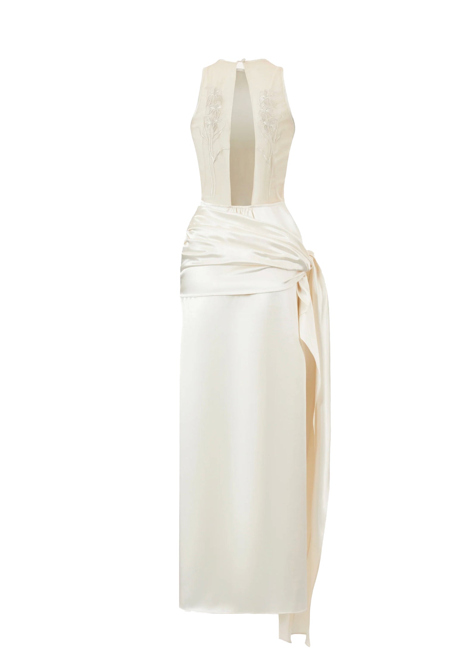 Walworth Satin Halter Neck Slit Maxi Dress