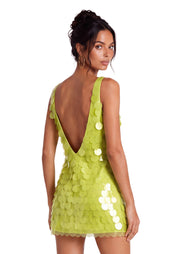 Lieu Sleeveless Open Back Sequined Mini Dress In Green
