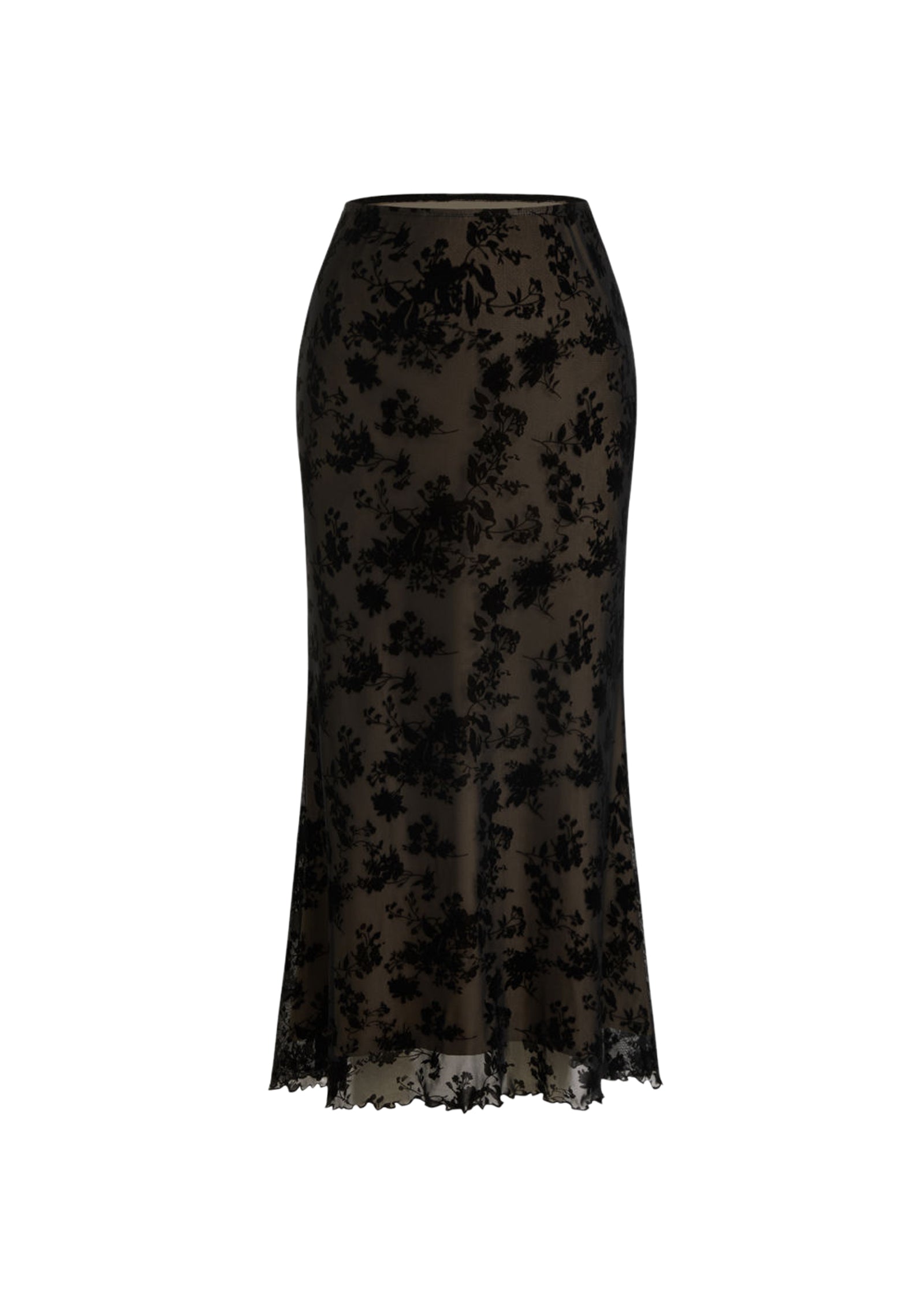 Bacca Lace Top And Midi Skirt Set In Black