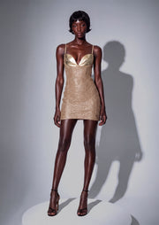 Hafwen Sequin Satin Mini Dress