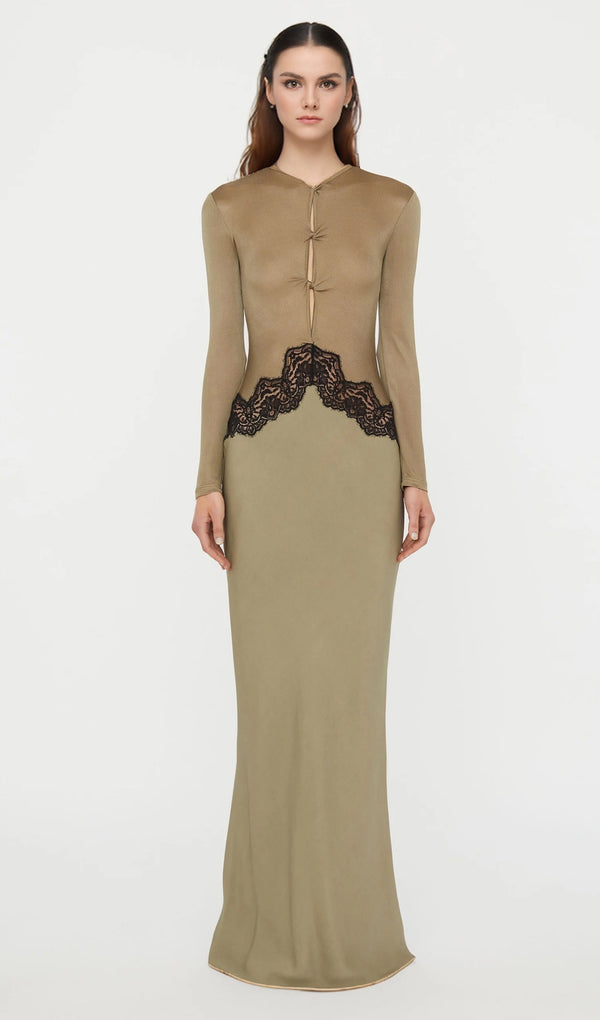 فستان ماكسي أنيق بدون أكتاف - أزرق فاتح 