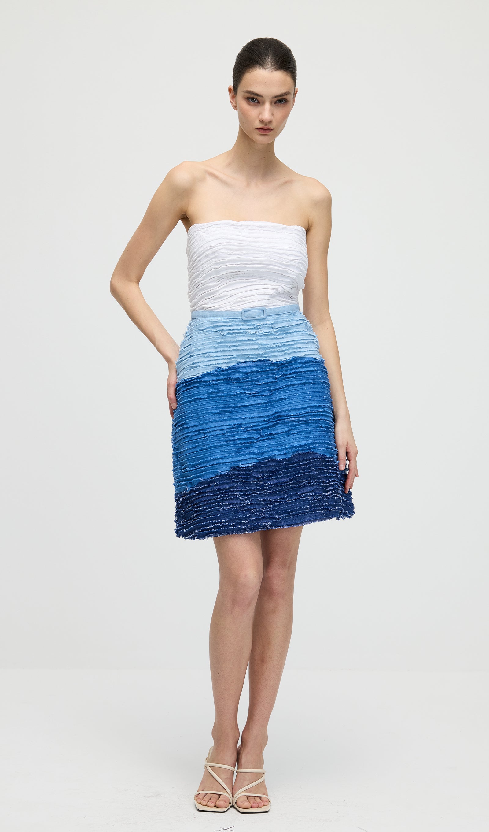 Midikleid in A-Linie mit Blumenmuster und Laternenärmeln