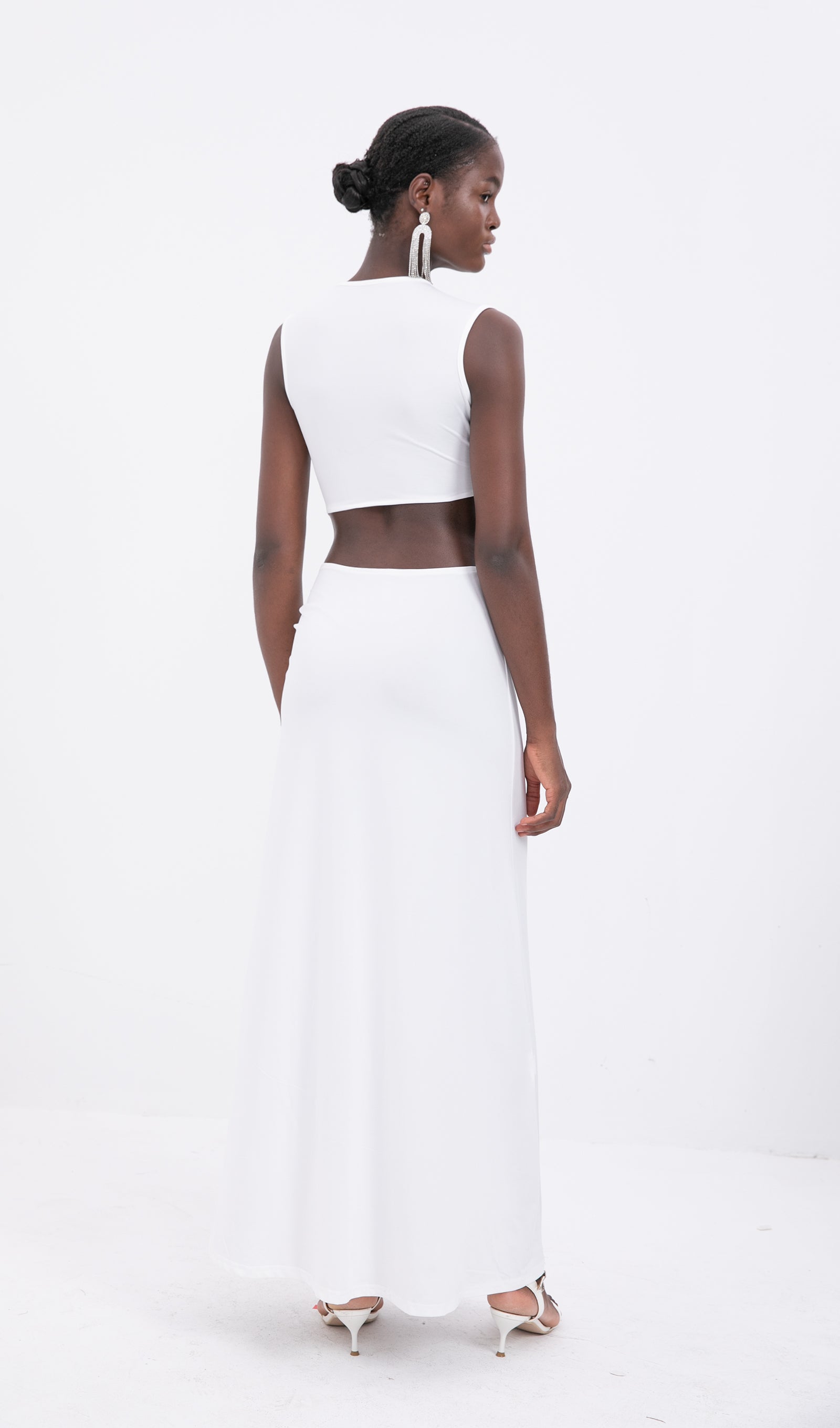 Trendy One-Shoulder Cut-Out Maxi Dress-White