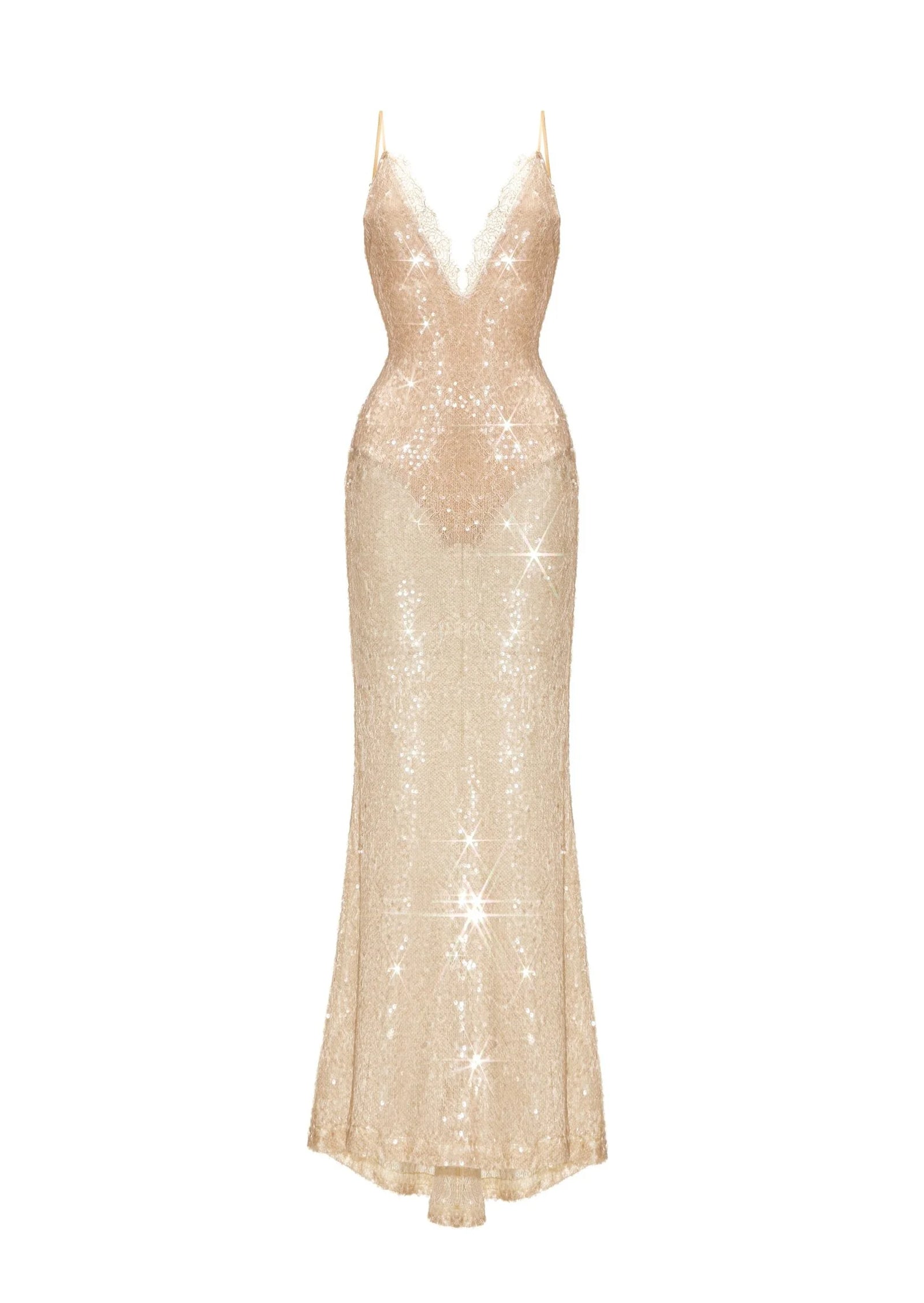 Archiwa V Neck Sequined Maxi Dress