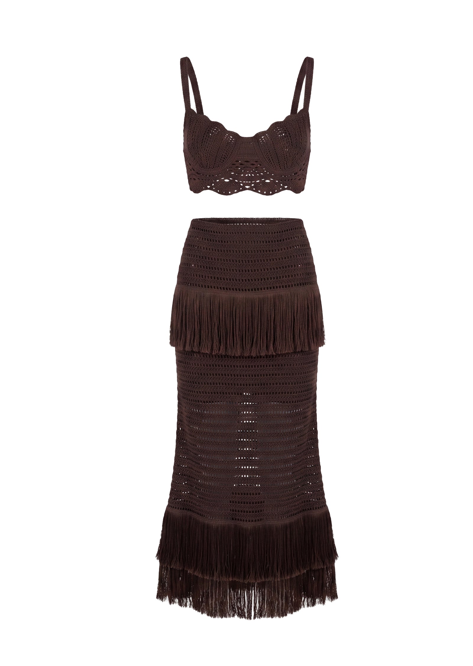 Gage Short Top & Fringed Skirt Knit Set