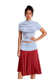 Midikleid in A-Linie mit Blumenmuster und Laternenärmeln