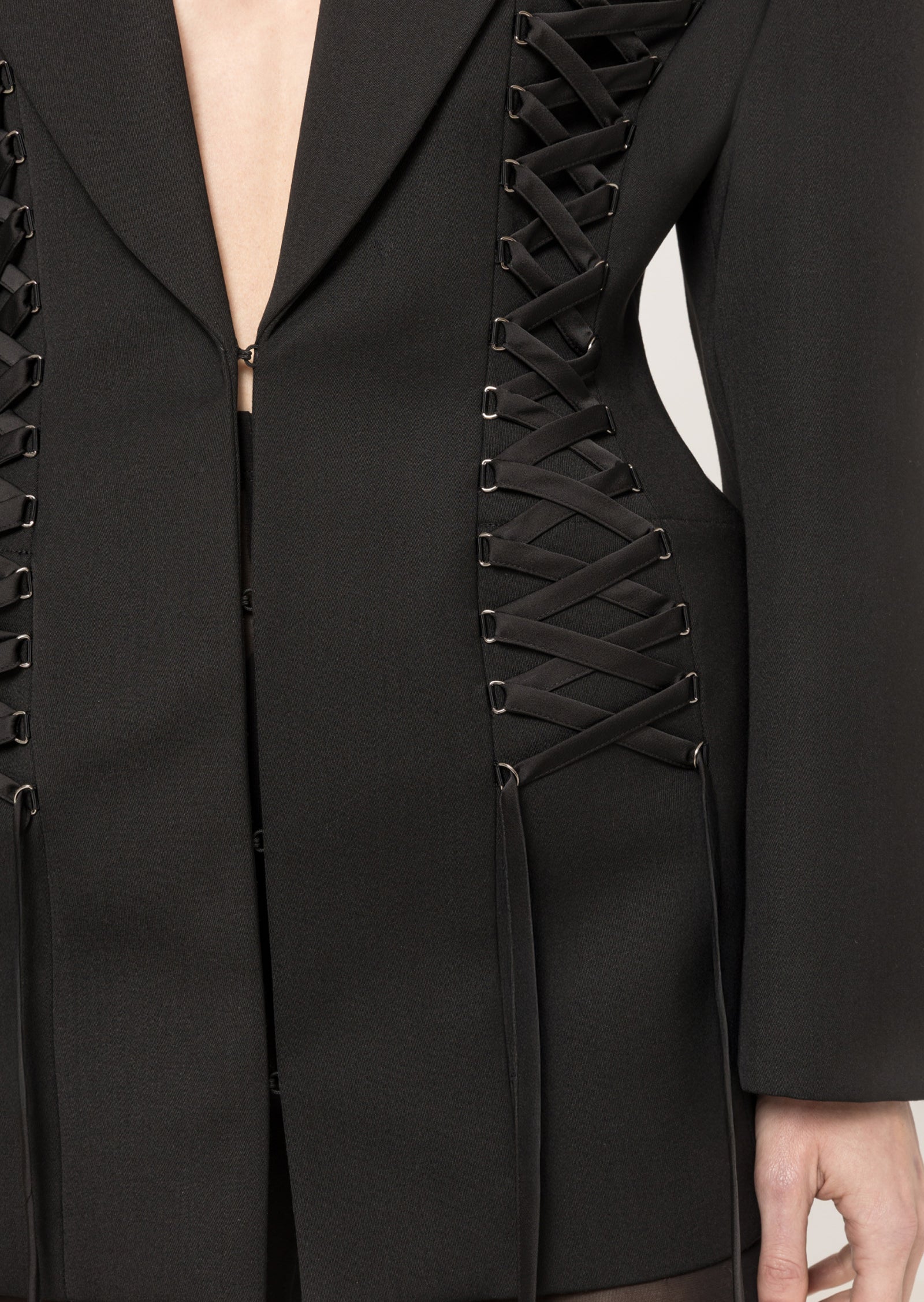 Zacharee Lace-up Blazer In Black