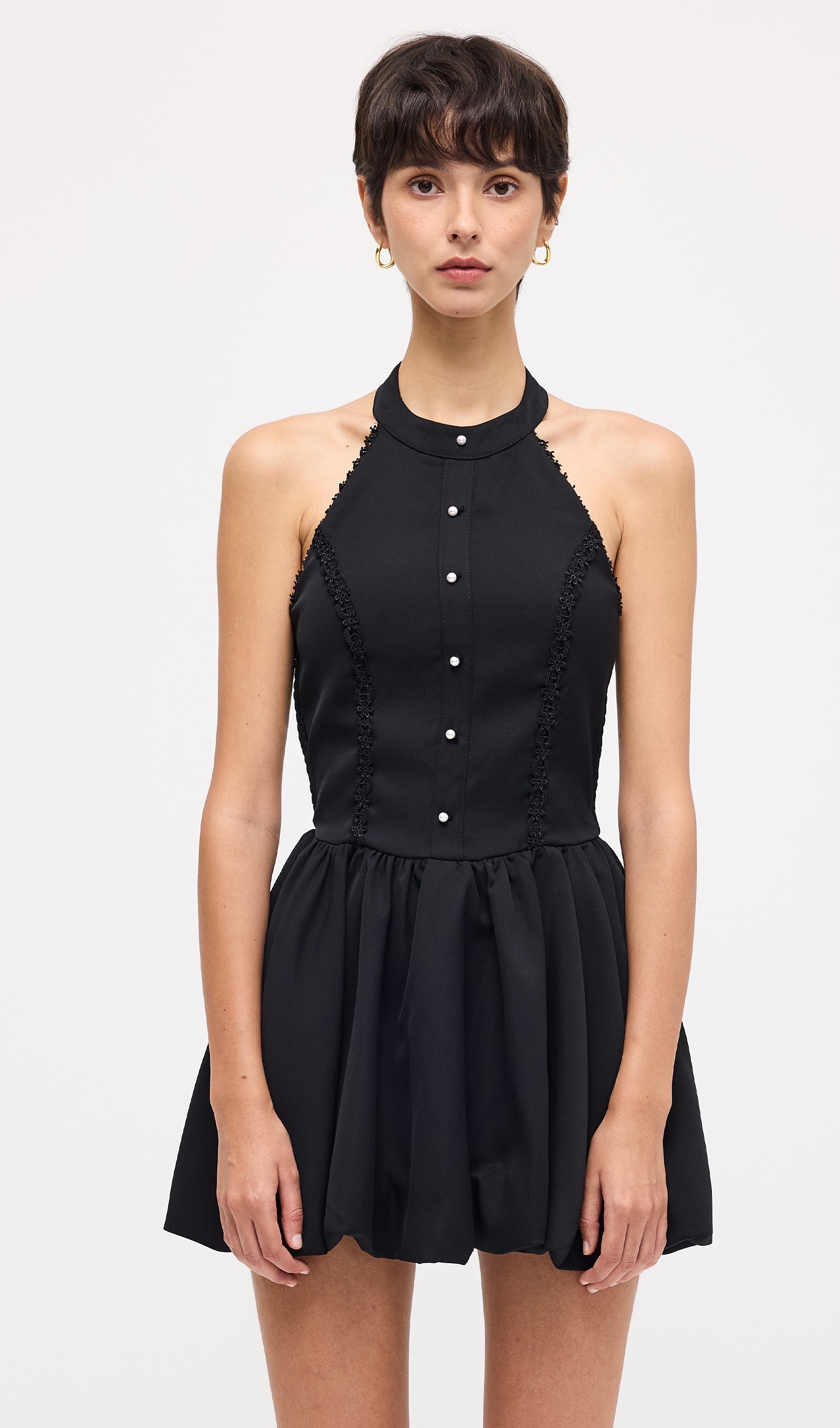 Sleeveless Halter Neck Mini Dress