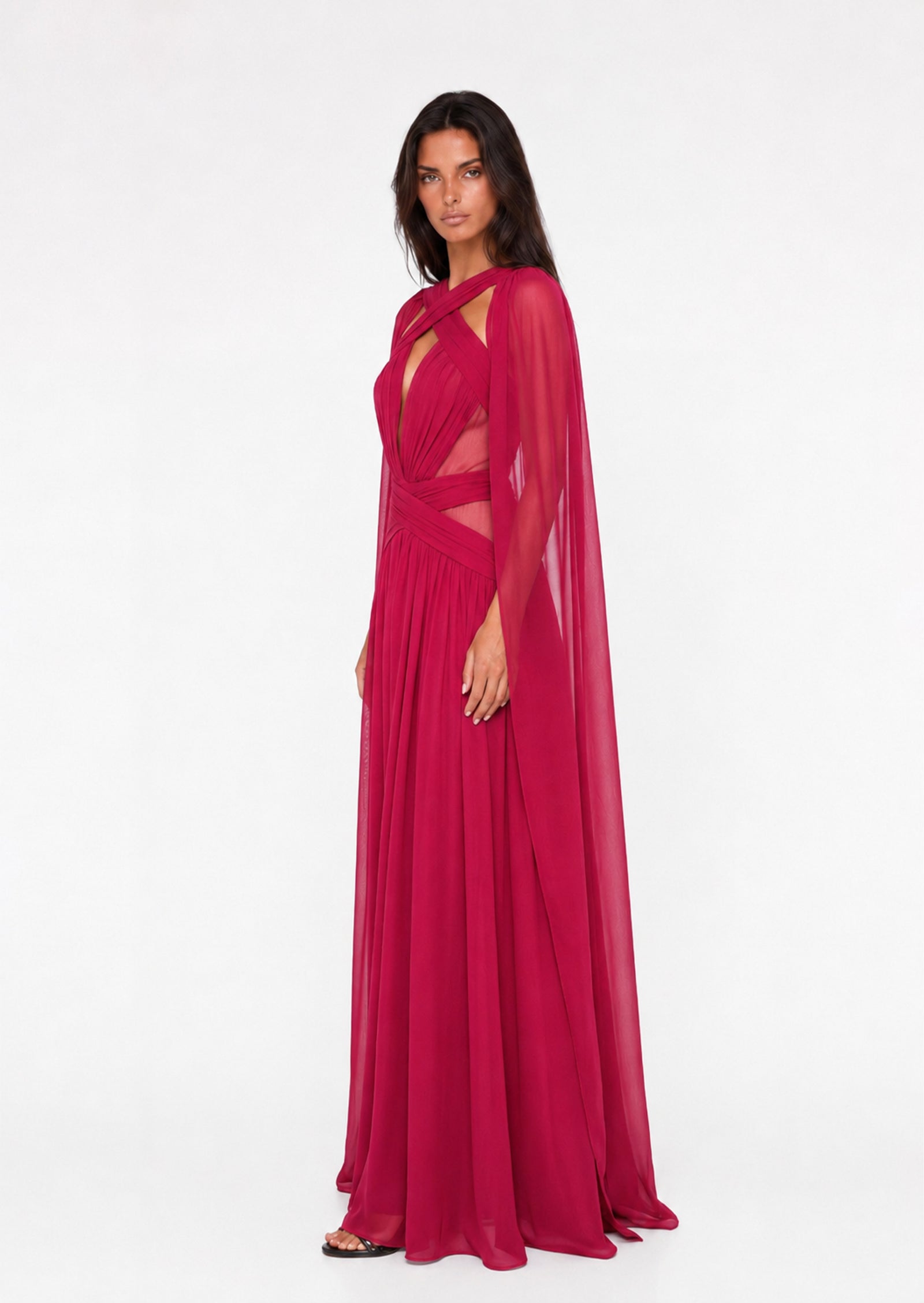 Aase Open Back Ribbon Maxi Dress In Red