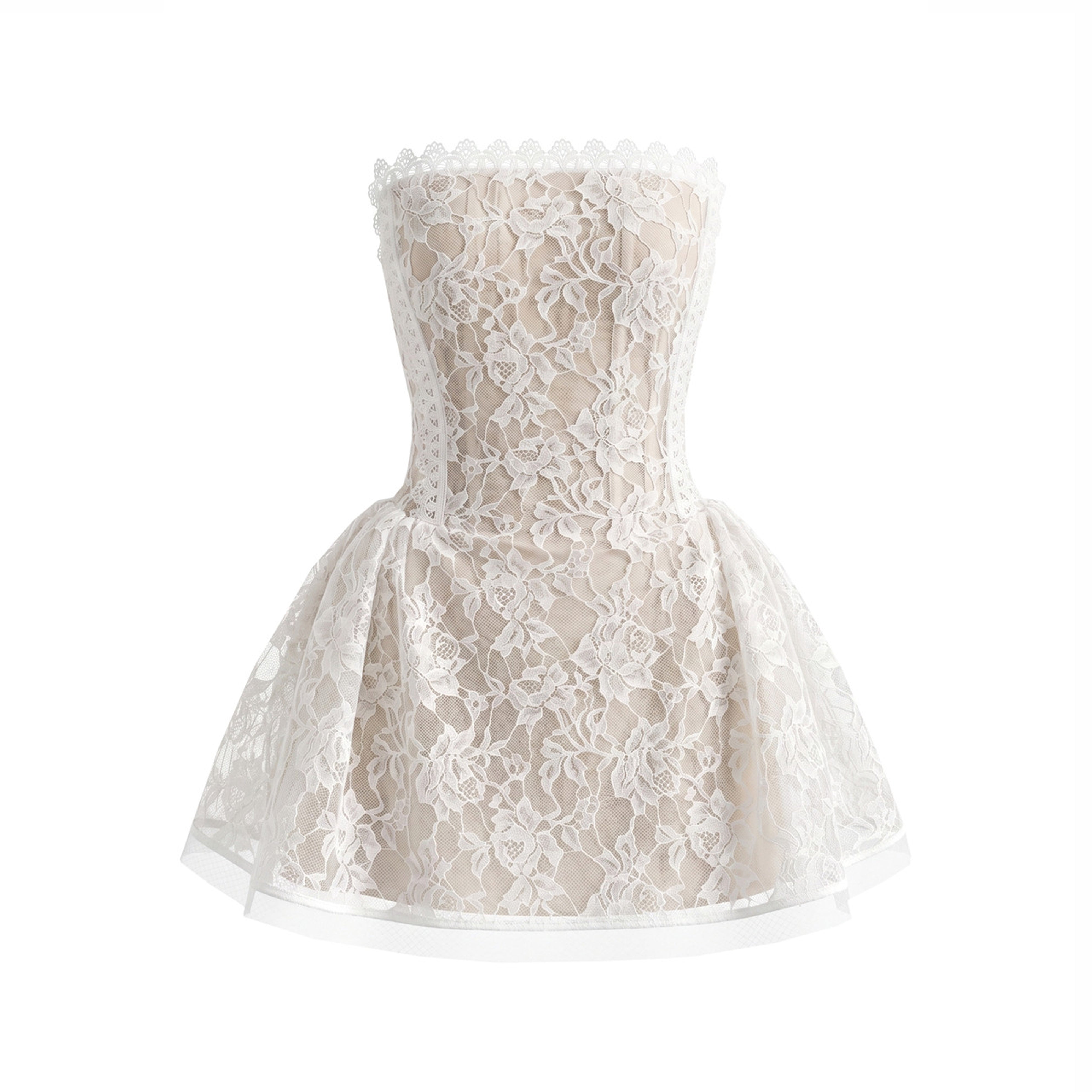 Midikleid in A-Linie mit Blumenmuster und Laternenärmeln