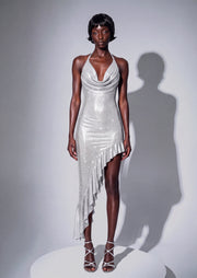 Gaiana Sequin Ruffle Midi Dress