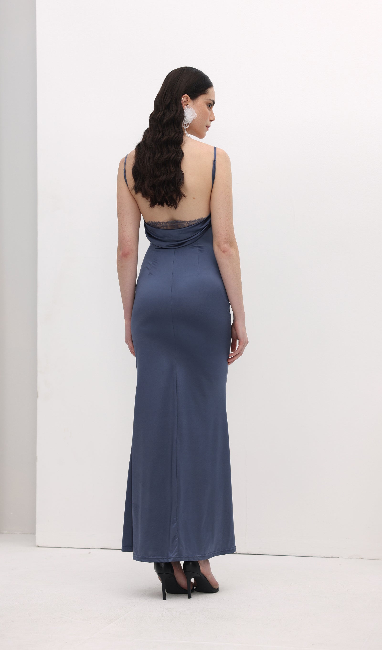 Midikleid in A-Linie mit Blumenmuster und Laternenärmeln