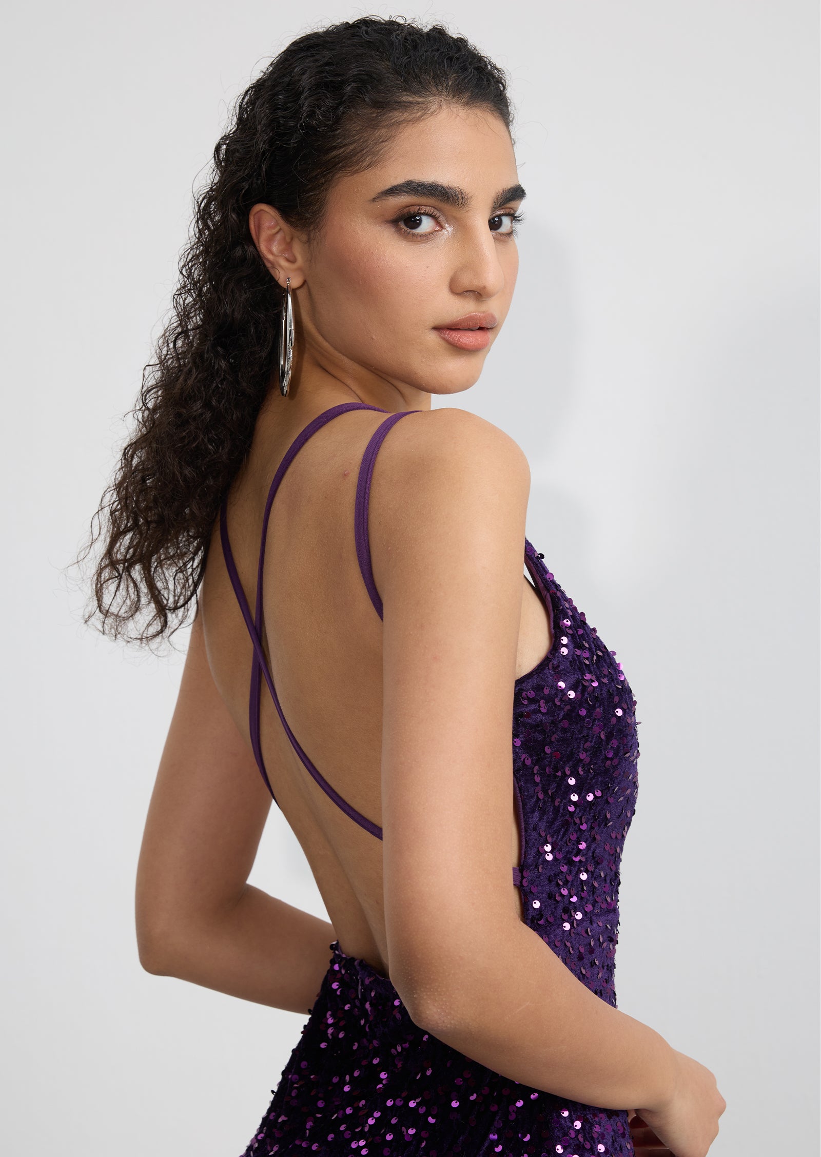 Sleeveless Sequin Open Back Maxi Dress