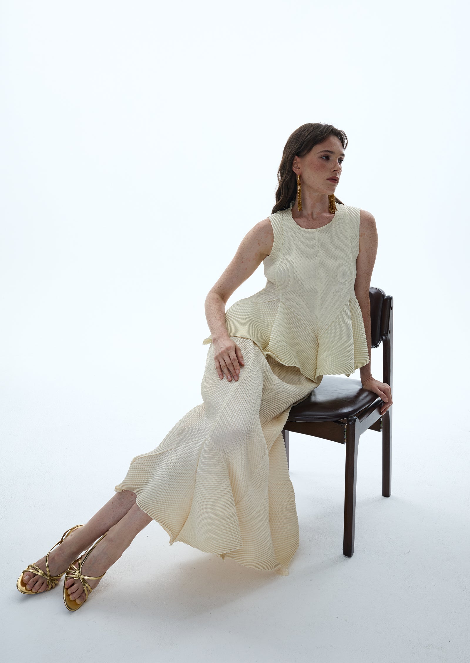 Midikleid in A-Linie mit Blumenmuster und Laternenärmeln