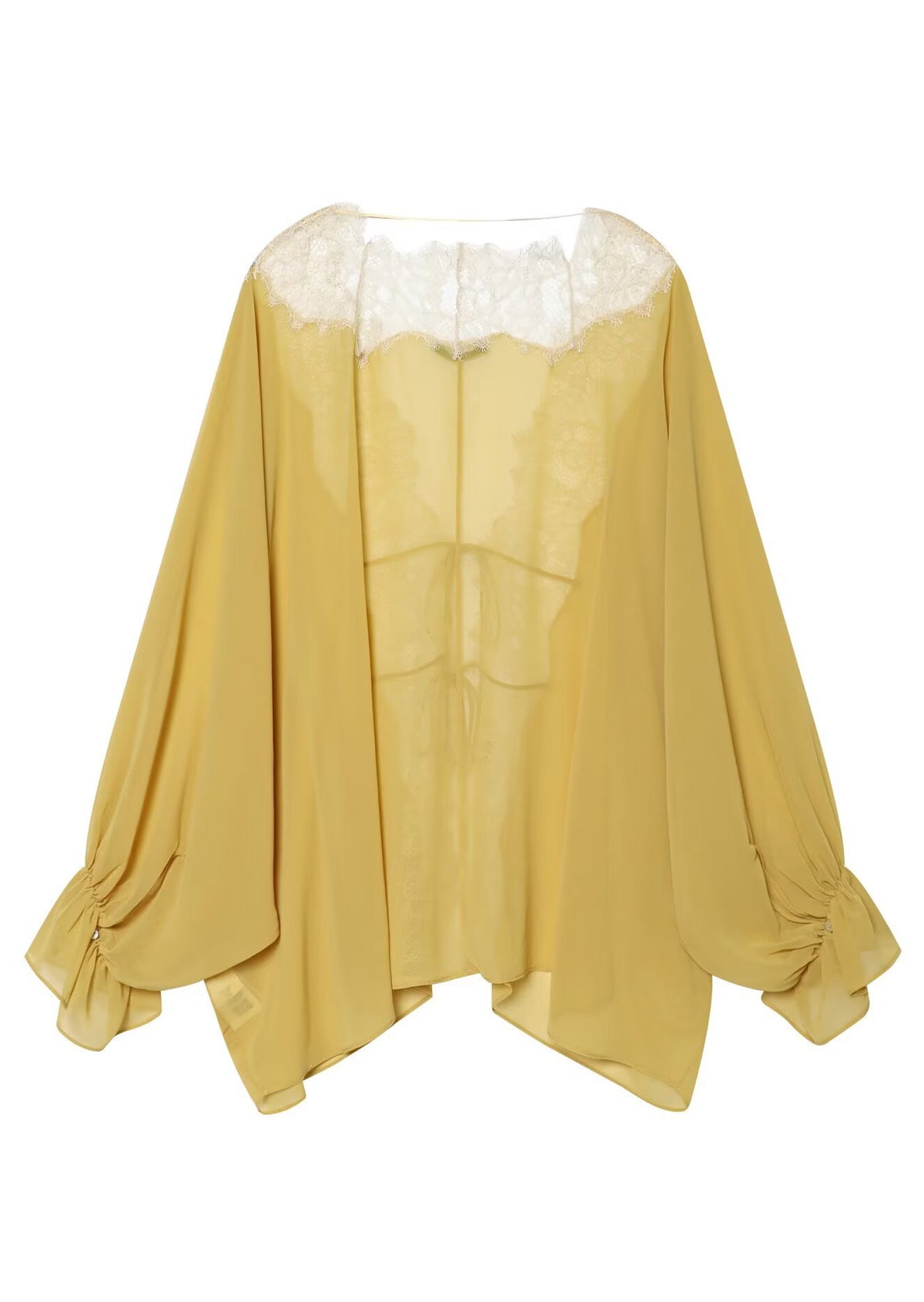Kader Sheer Lace Top In Yellow