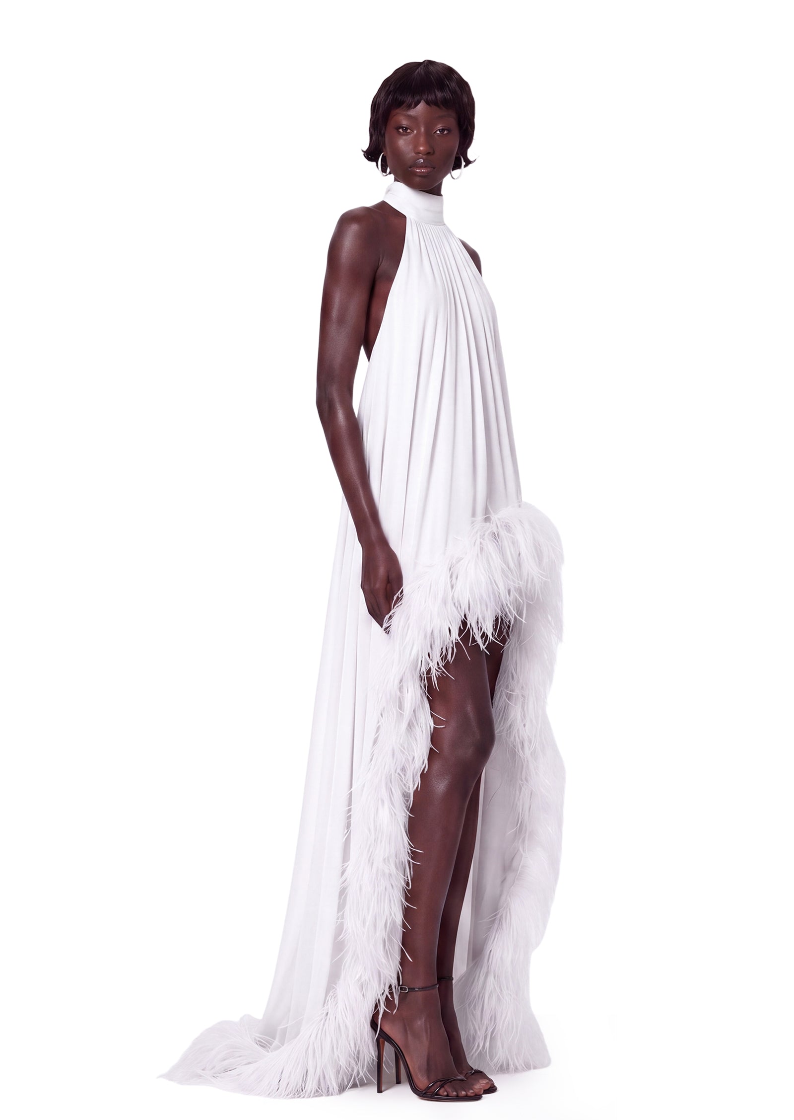 Leola Halter Neck Sleeveless Maxi Dress In White