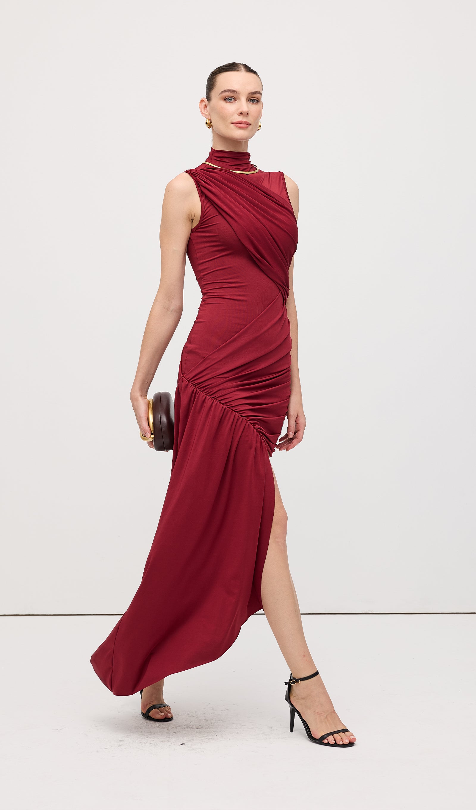 Midikleid in A-Linie mit Blumenmuster und Laternenärmeln