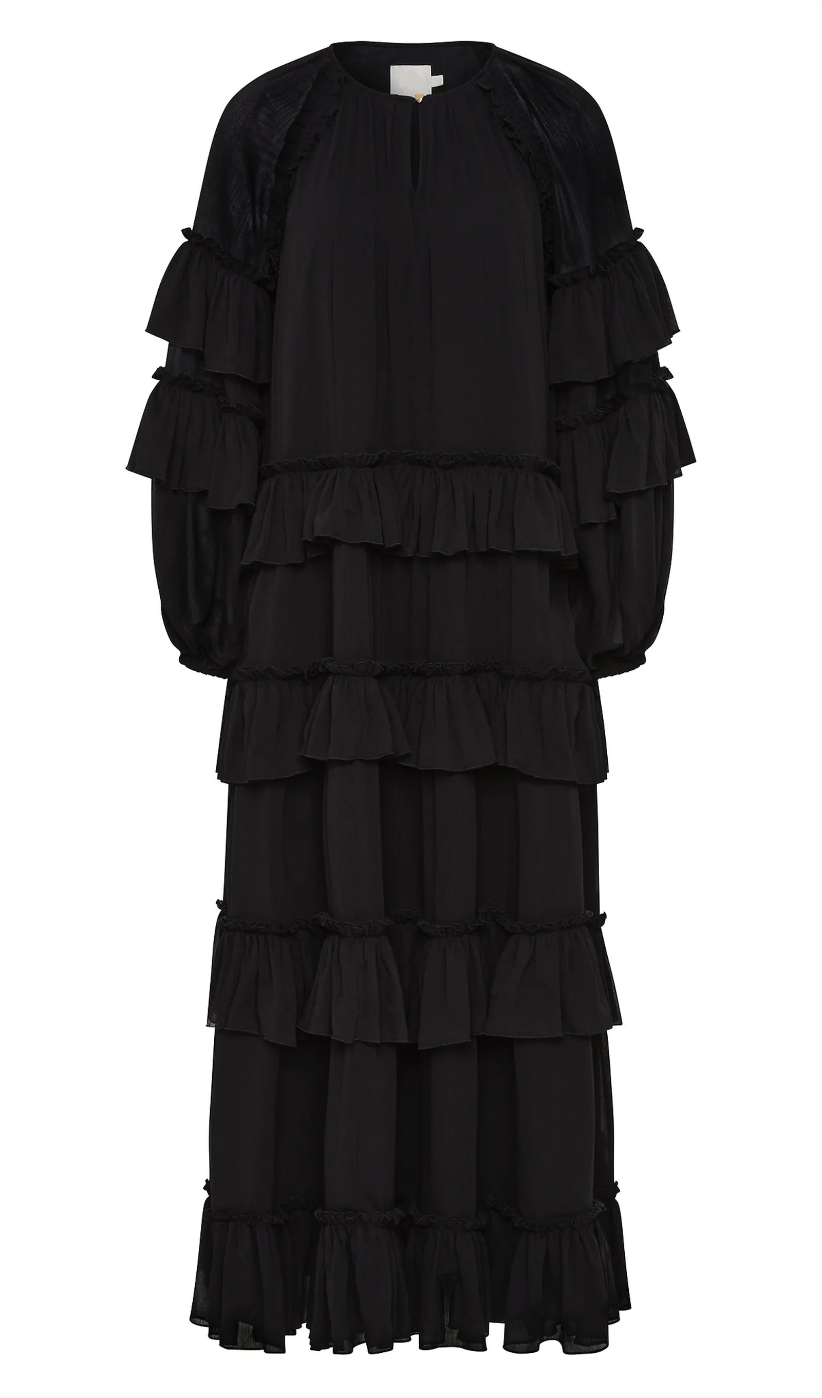 Midikleid in A-Linie mit Blumenmuster und Laternenärmeln