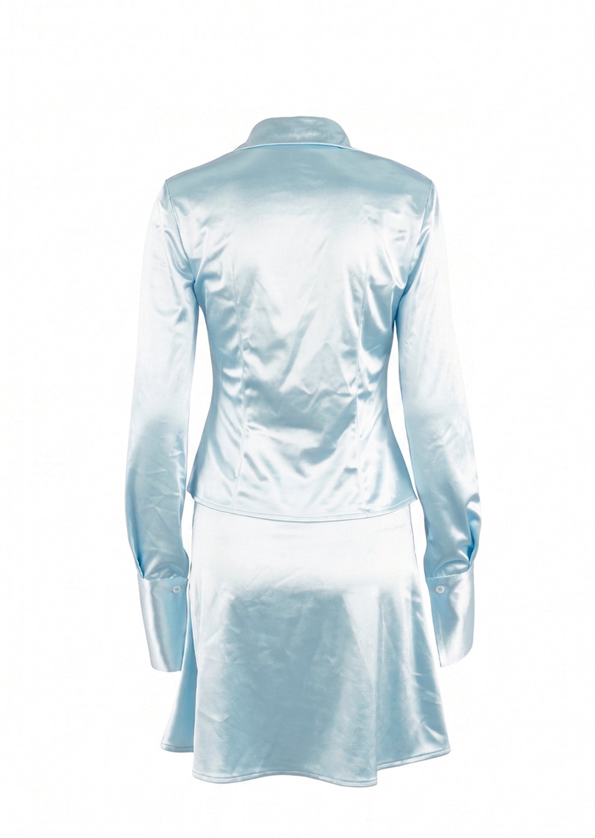 Tadaaki Satin Long Sleeved Top & Mini Skirt Set