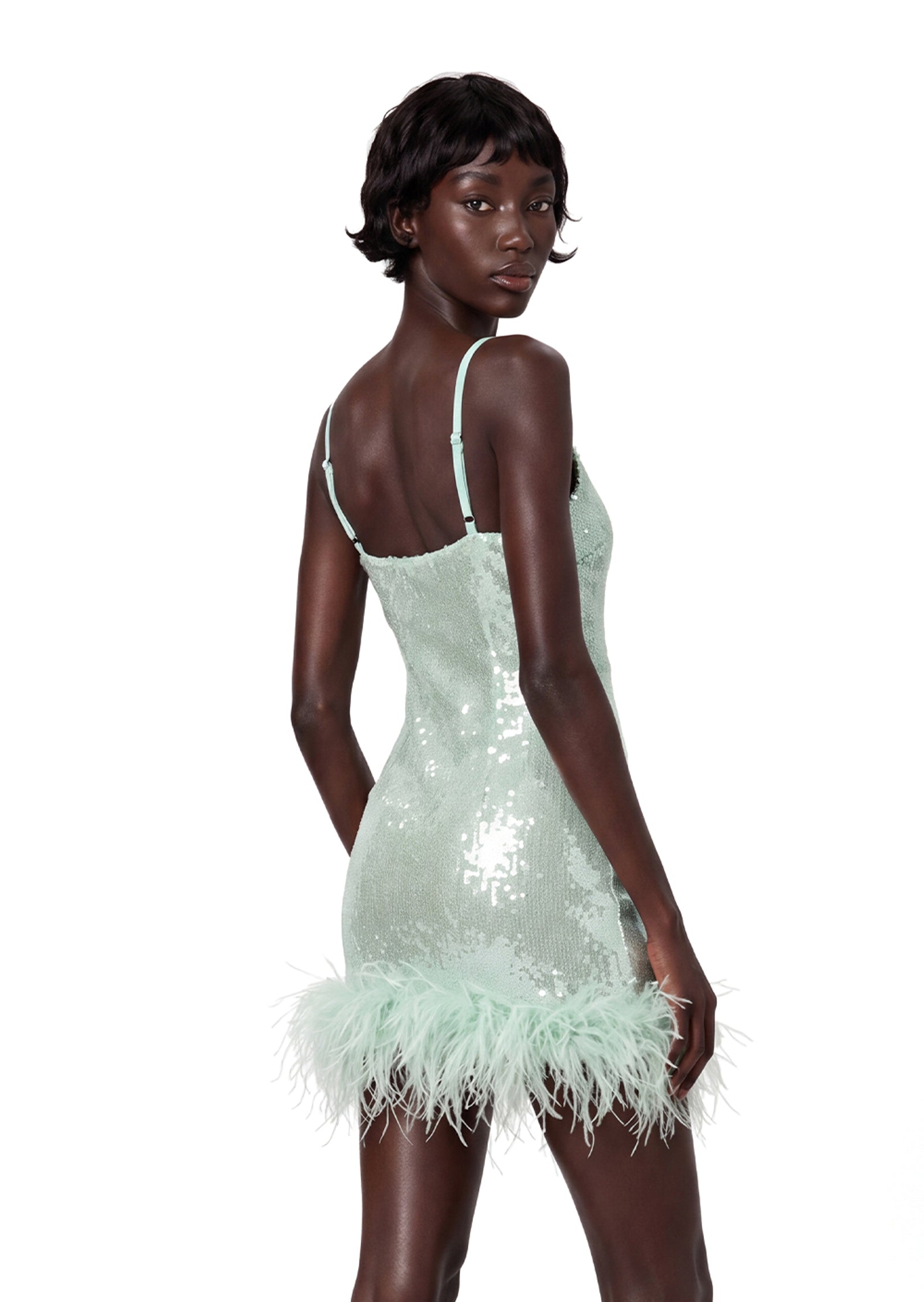 Padmavati Sequined Mini Dress In Mint Green