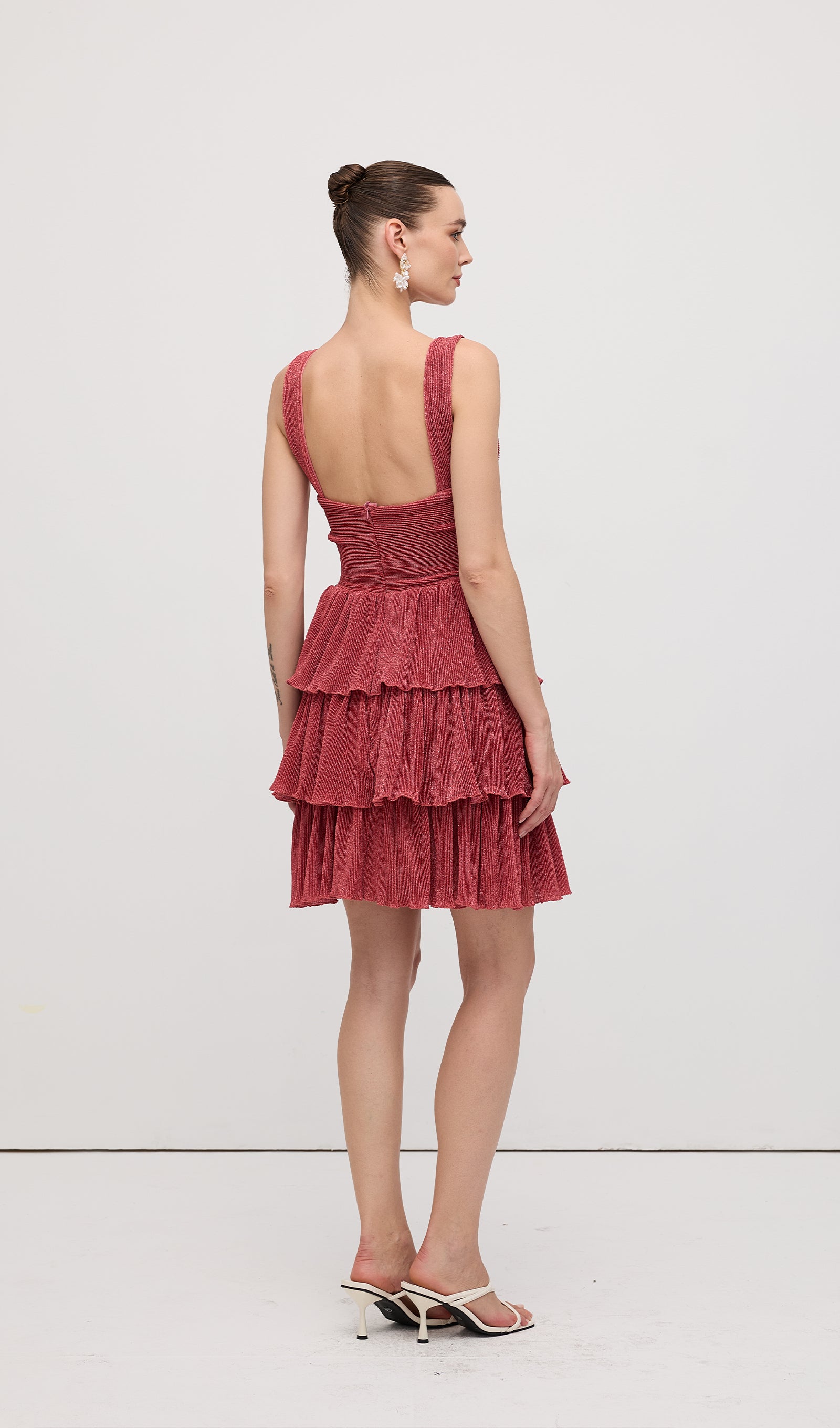 Midikleid in A-Linie mit Blumenmuster und Laternenärmeln