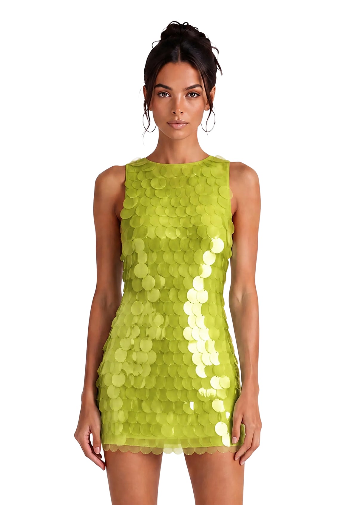 Lieu Sleeveless Open Back Sequined Mini Dress In Green