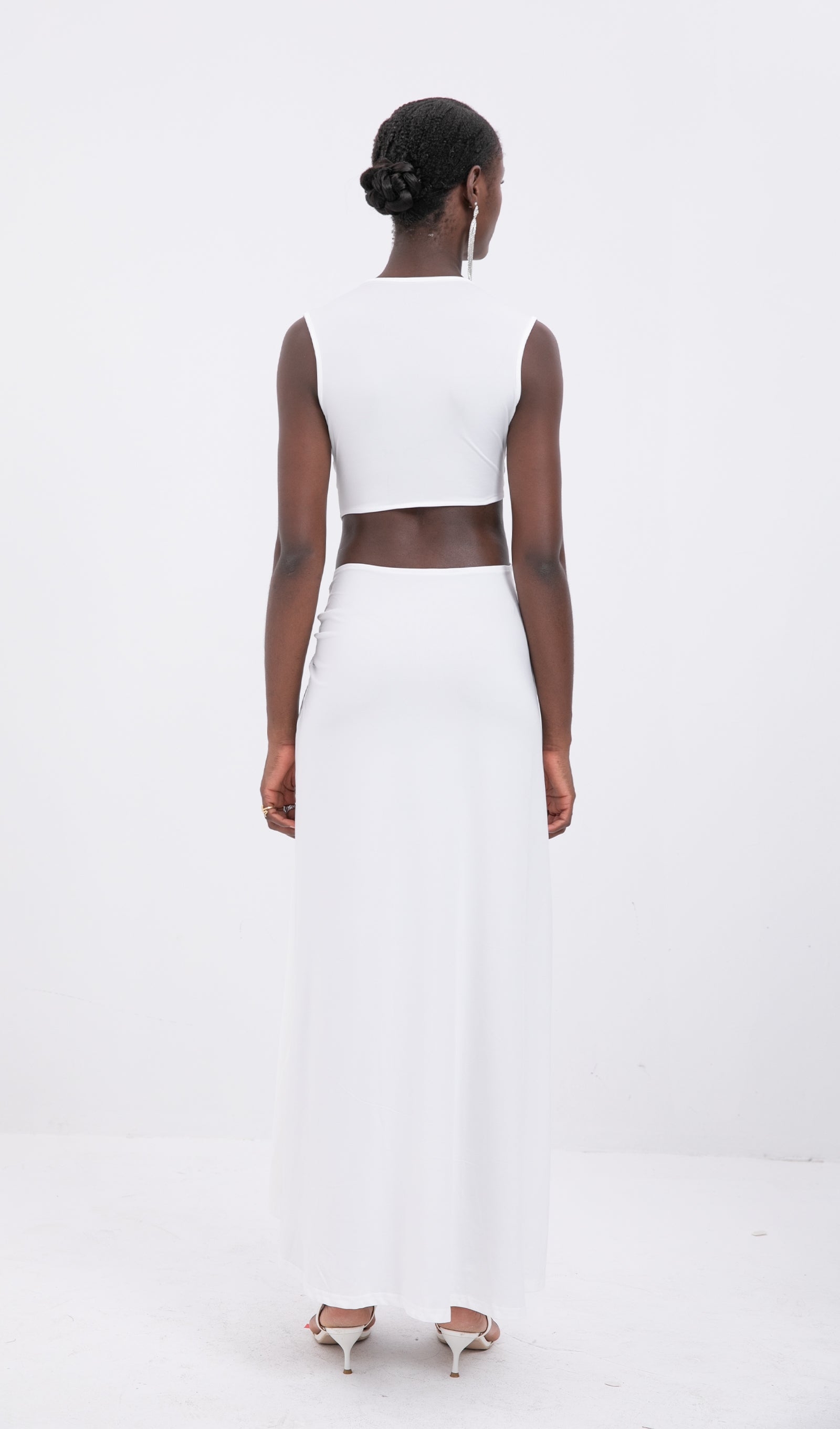 Trendy One-Shoulder Cut-Out Maxi Dress-White