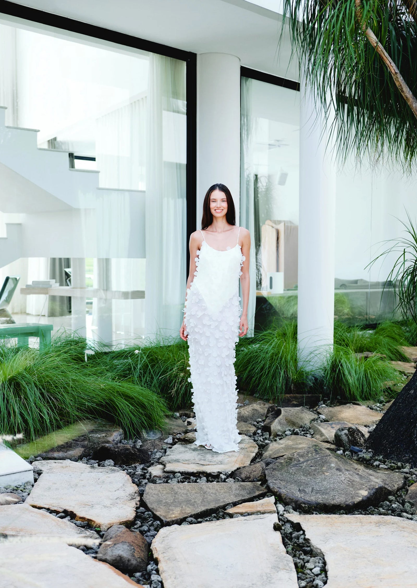 Midikleid in A-Linie mit Blumenmuster und Laternenärmeln