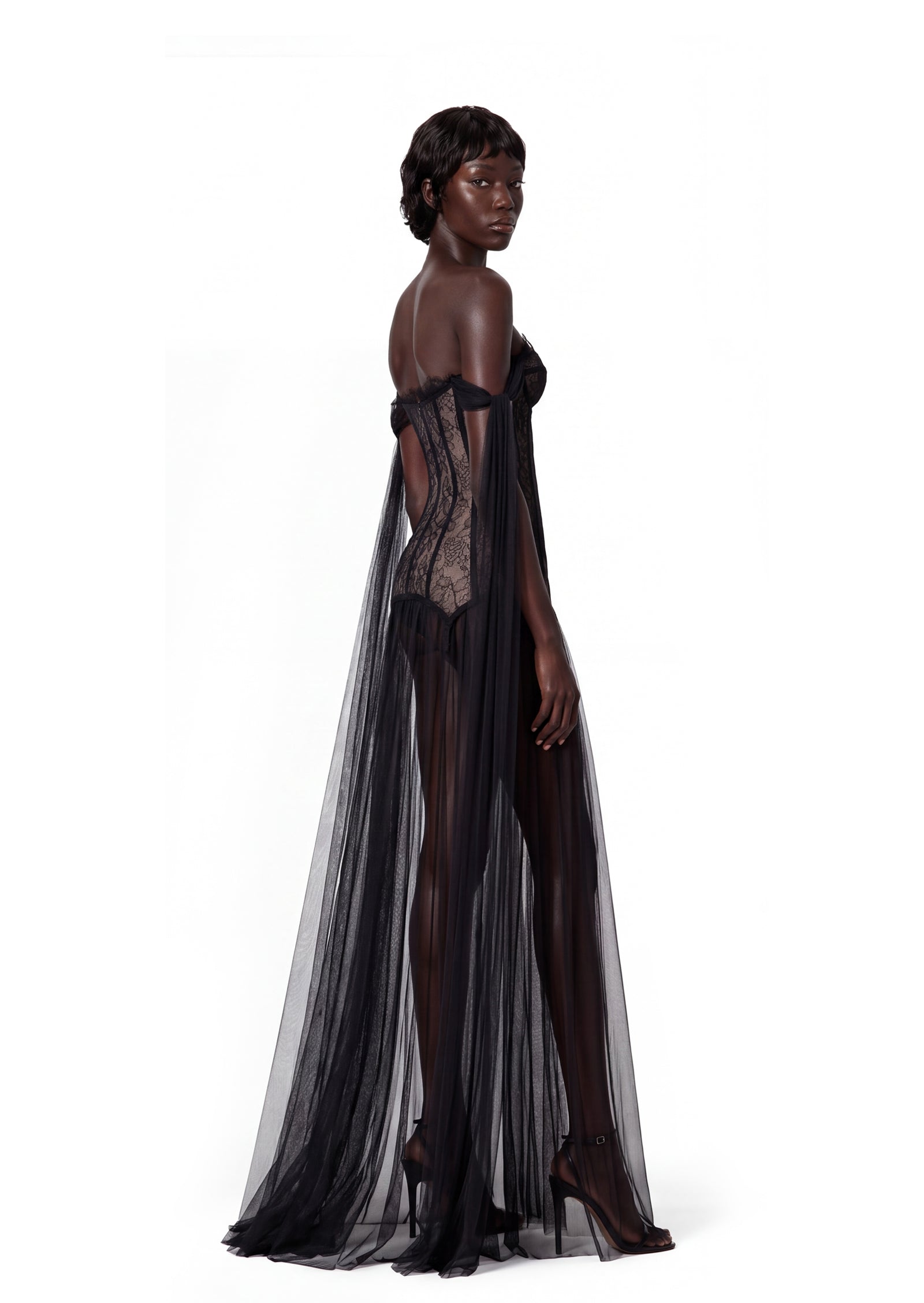 Lace And Silk Tulle Corset Gown