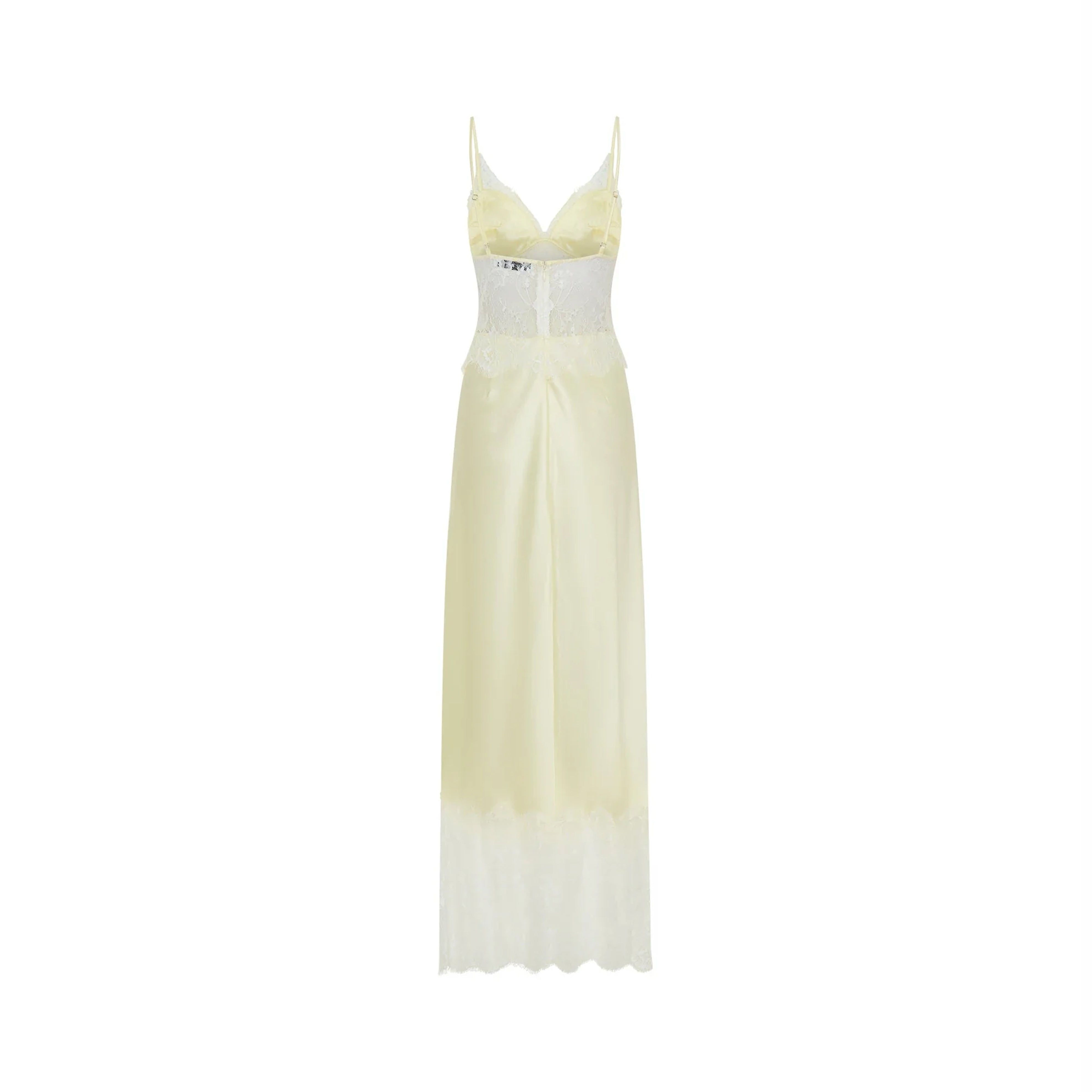 Lilah Lace Hollow Out Maxi Dress In Lemon