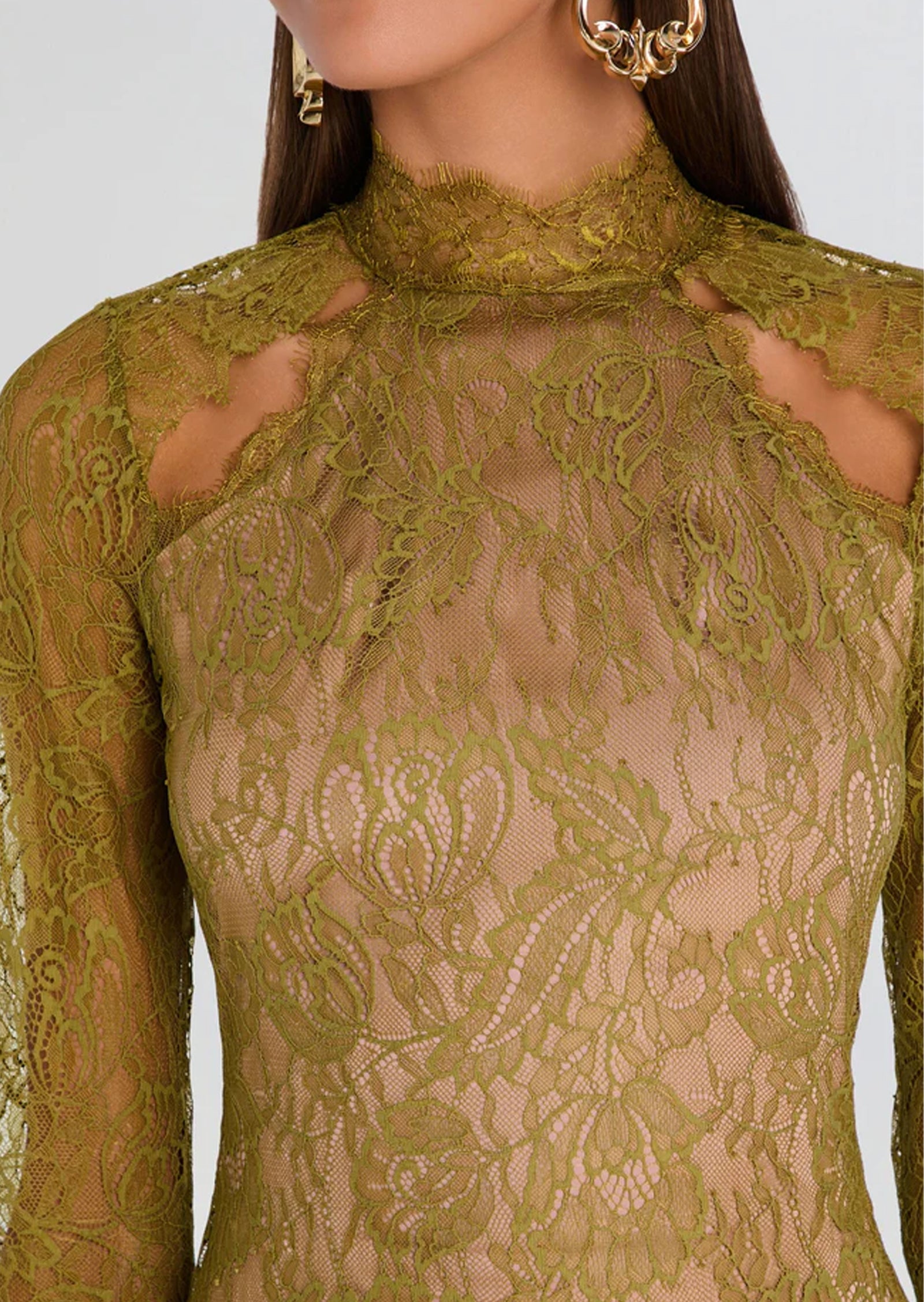 Midikleid in A-Linie mit Blumenmuster und Laternenärmeln