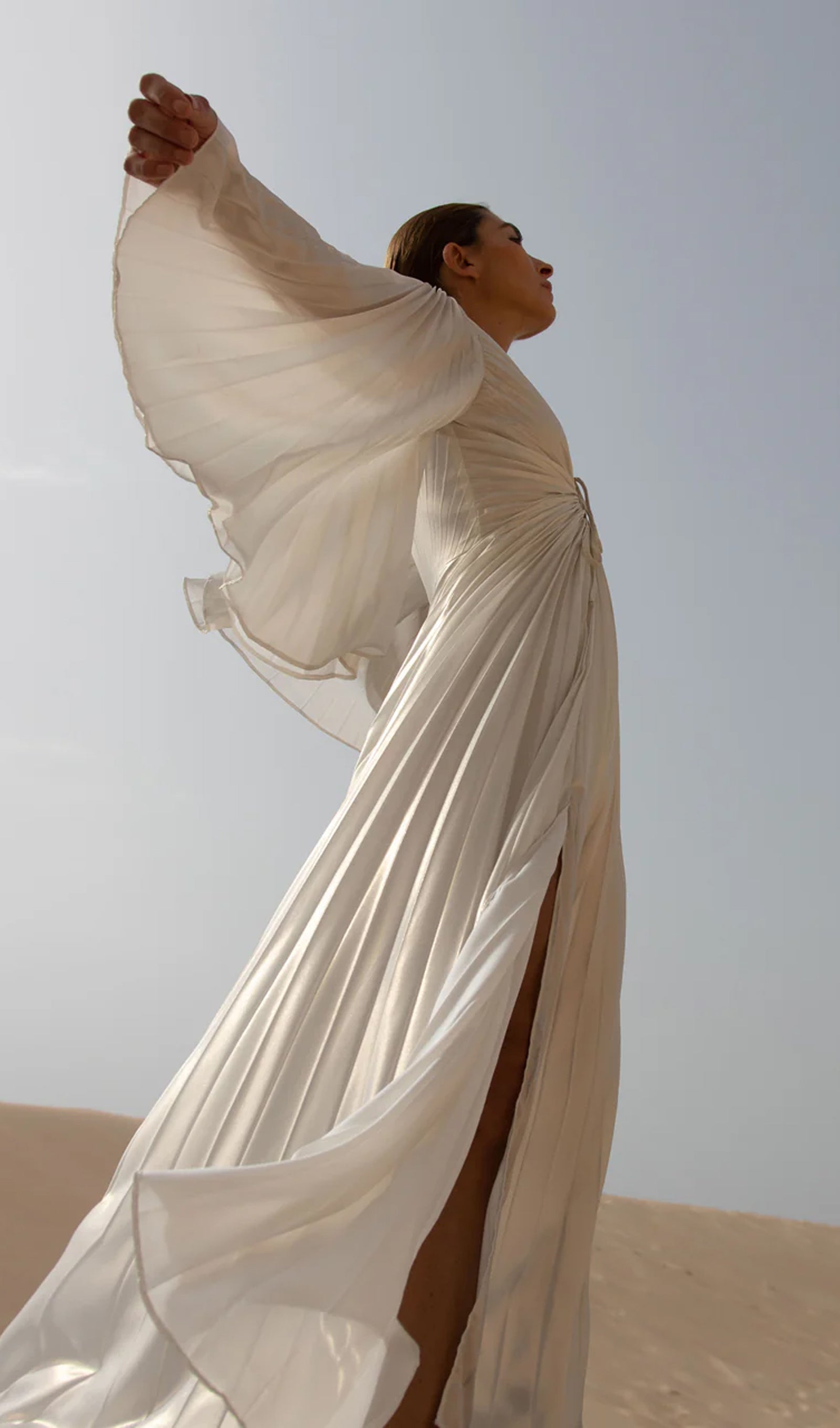 Metallic Pleated Maxi Dress