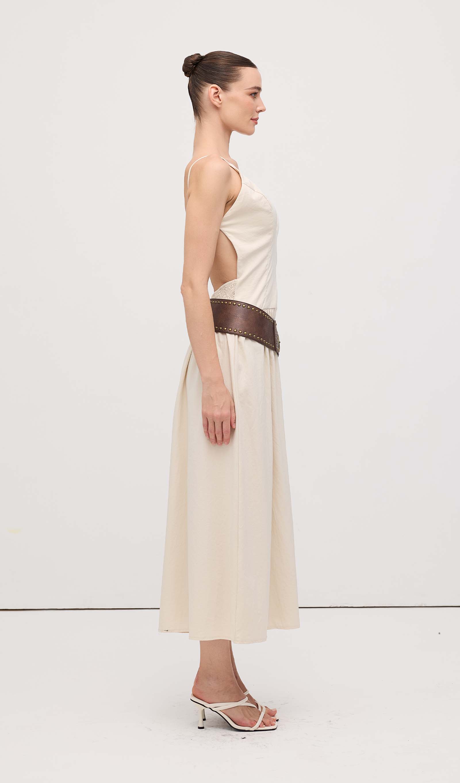 Midikleid in A-Linie mit Blumenmuster und Laternenärmeln