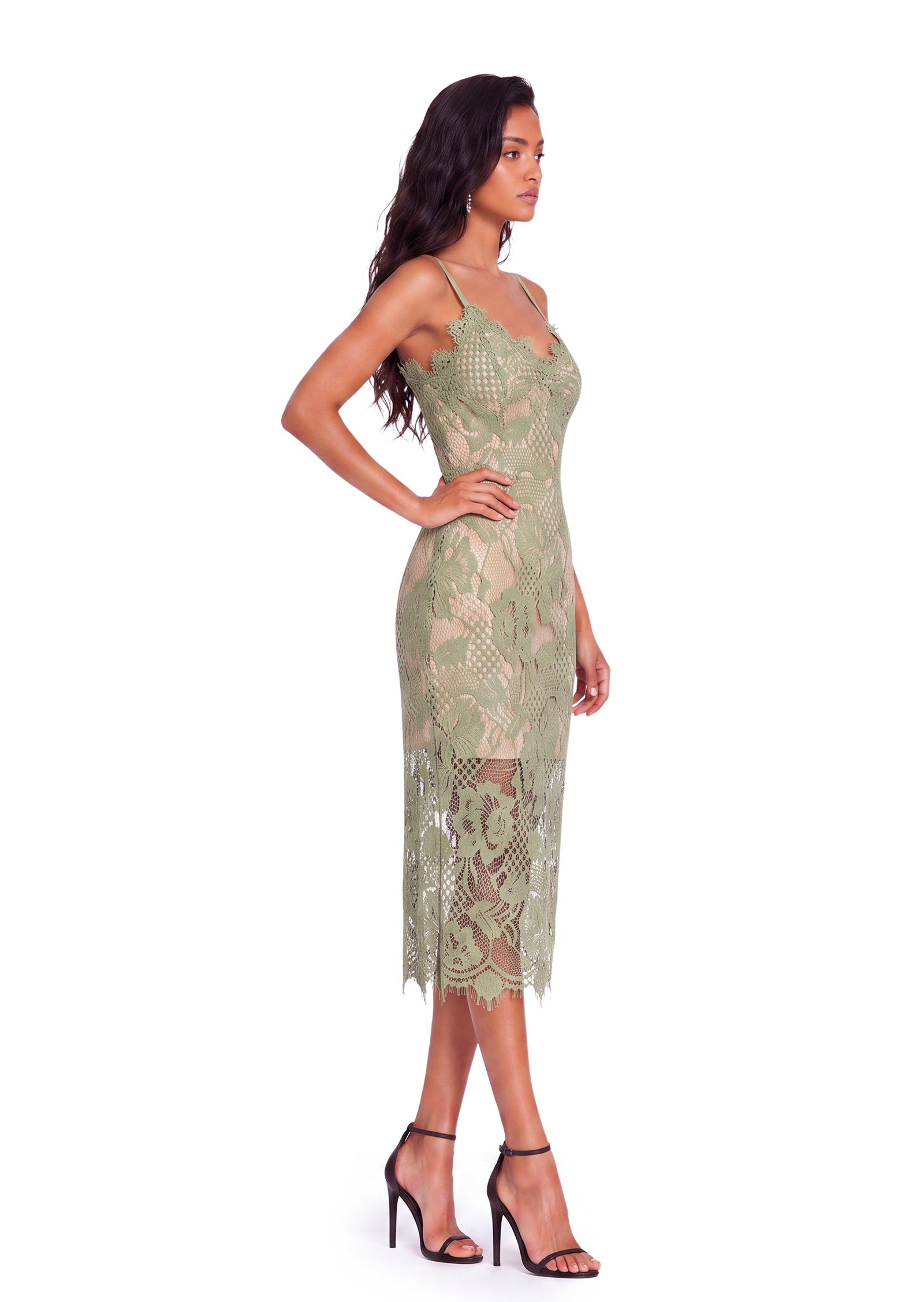 Midikleid in A-Linie mit Blumenmuster und Laternenärmeln