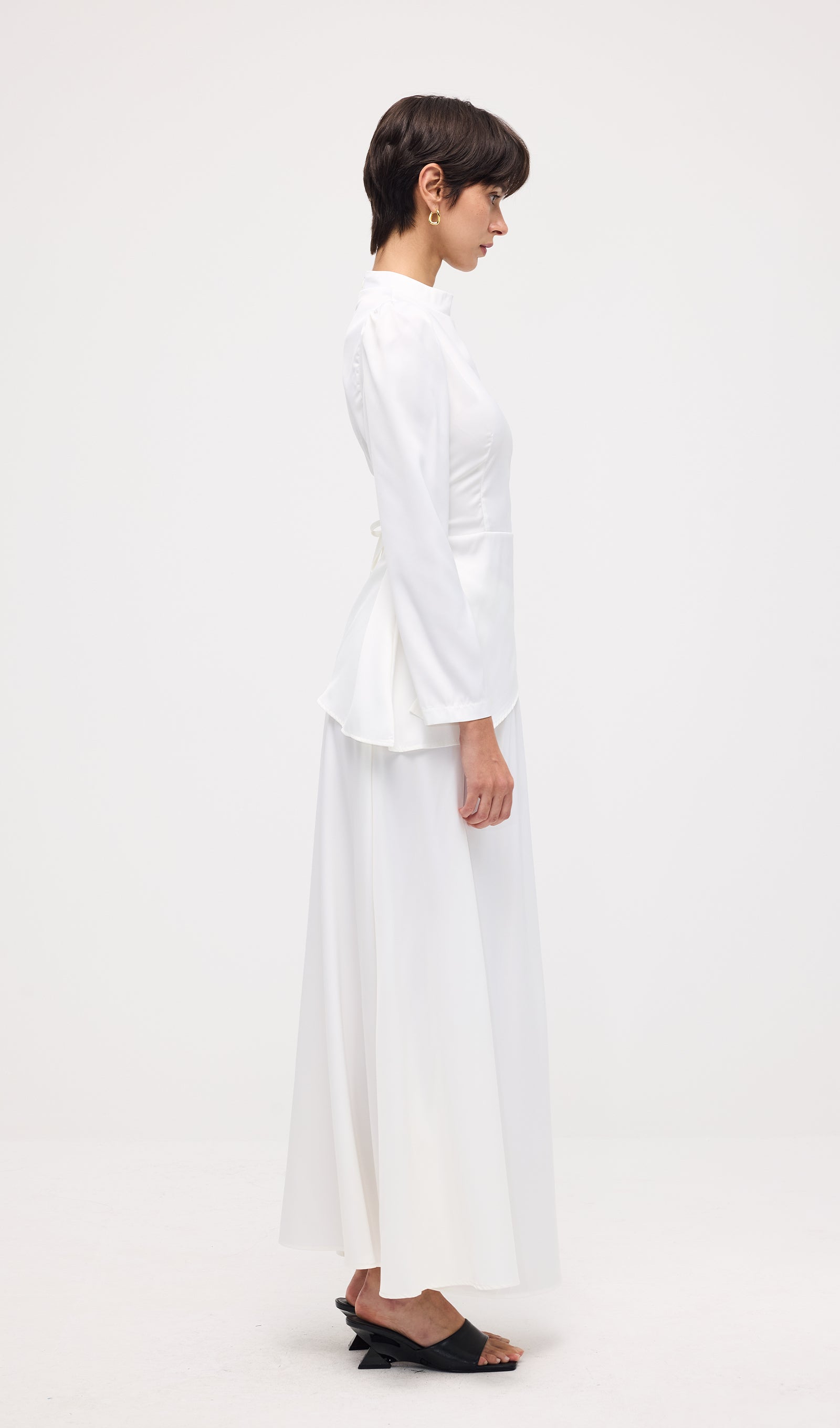 Satin Long Sleeve Two Piece Set Maxi Dress