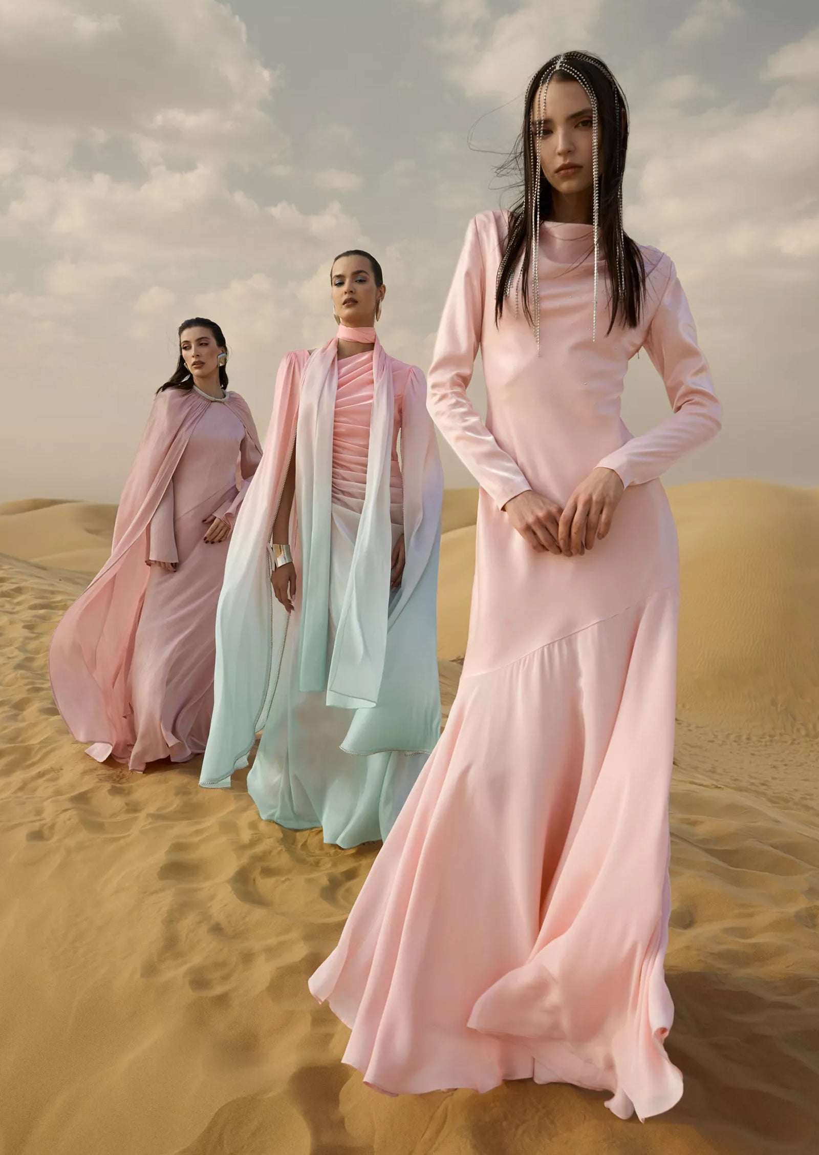 Fitted Satin With Rhinestones Maxi Dress