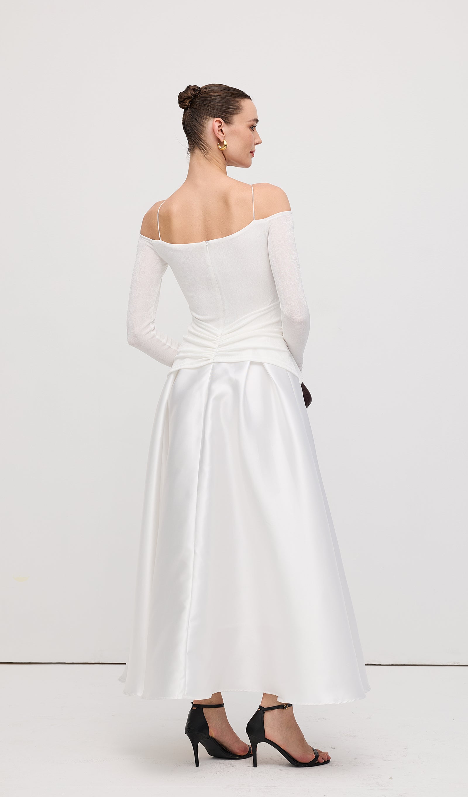 Off Shoulder Panelled Maxi Dress