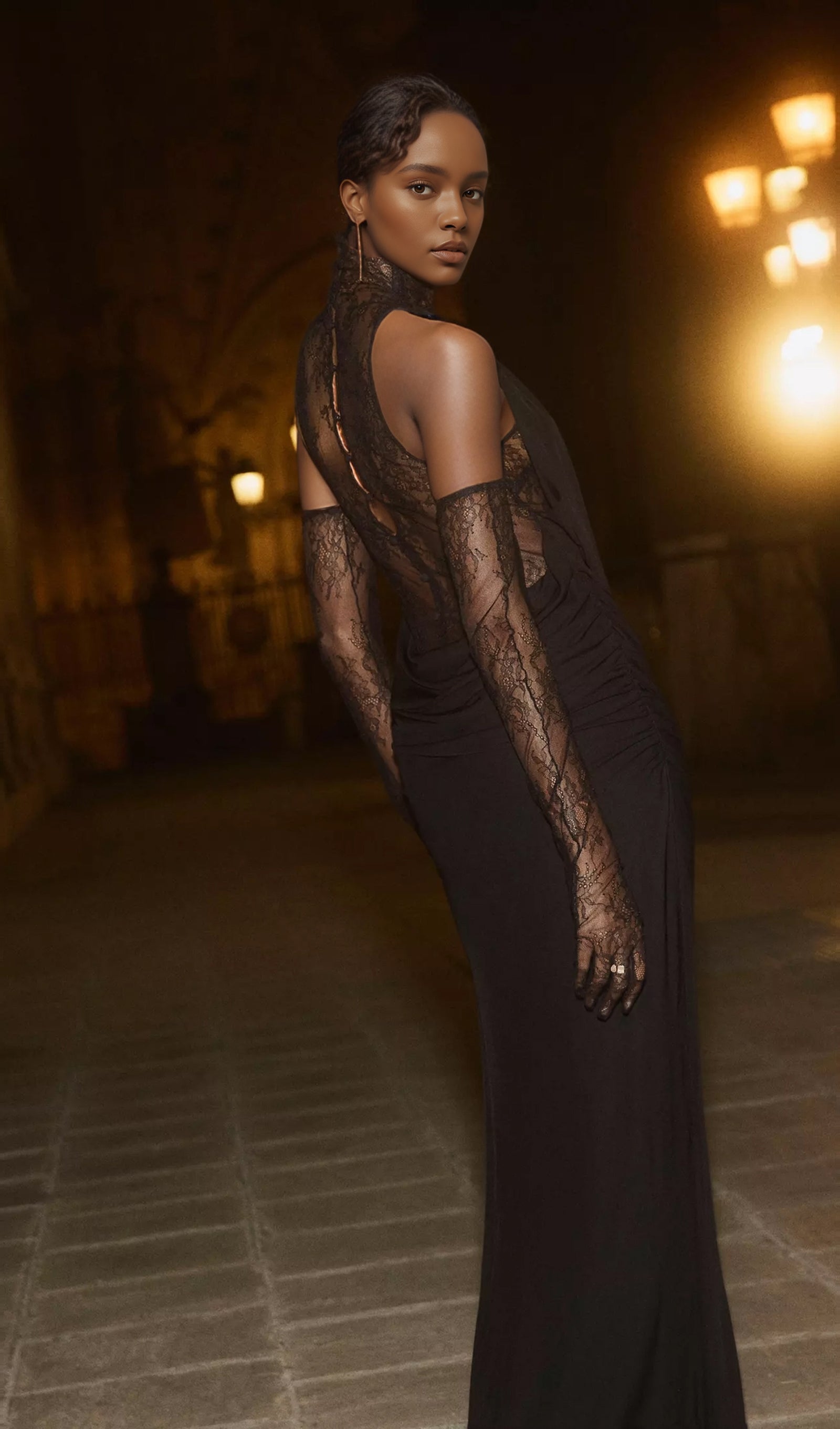 فستان ماكسي أنيق بدون أكتاف - أزرق فاتح 