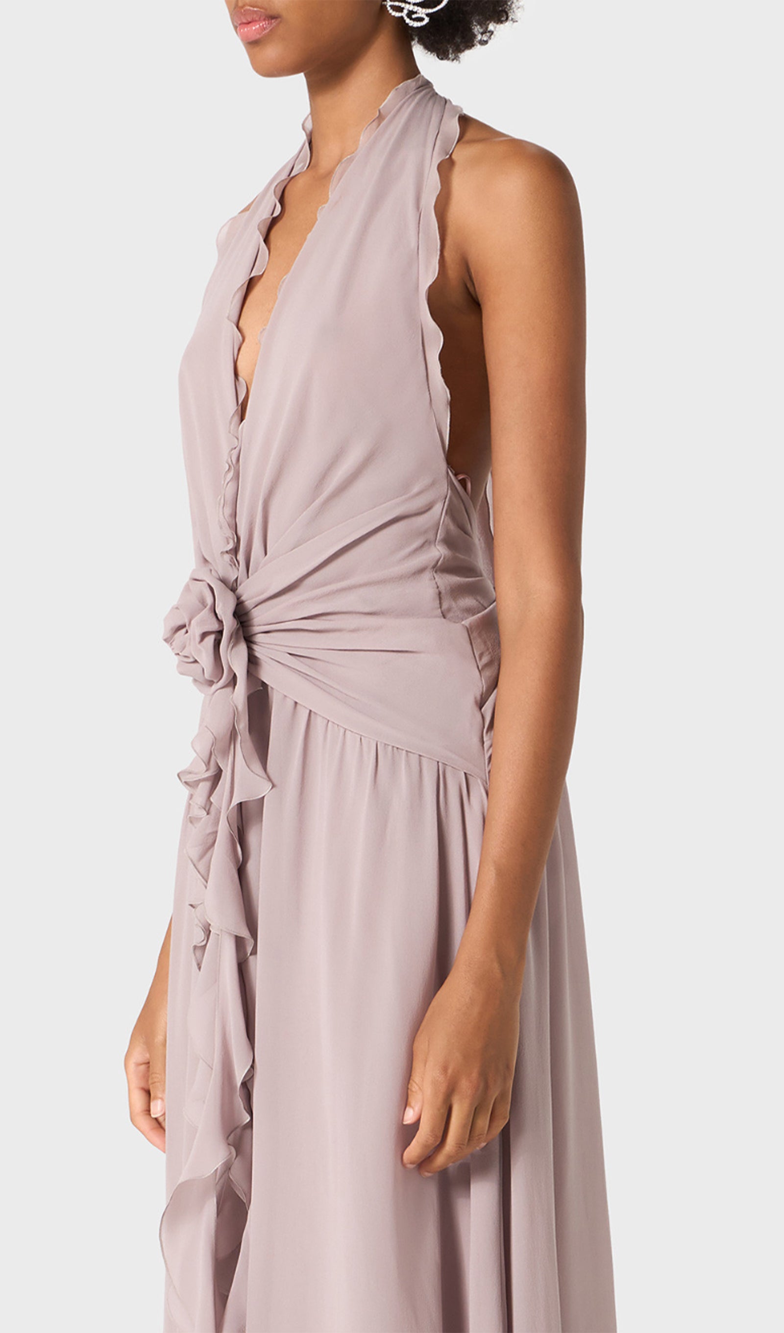 Midikleid in A-Linie mit Blumenmuster und Laternenärmeln