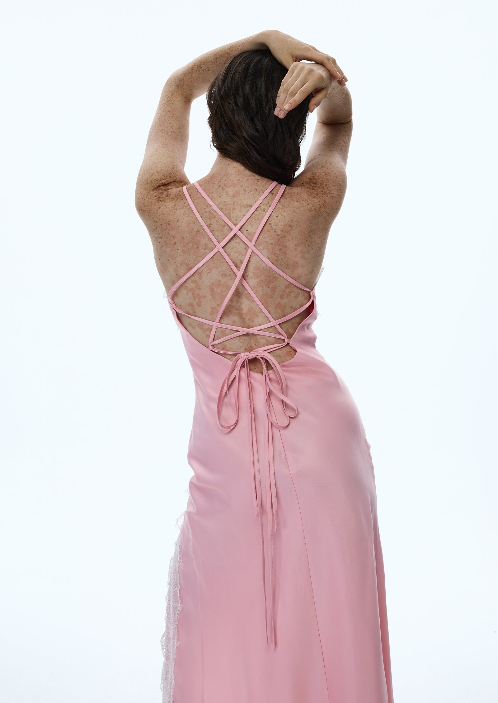Coralie Satin Maxi Dress With Lace Trim