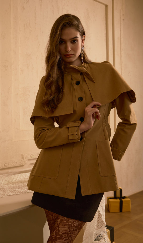 Cape Style Slim Waist Jacket