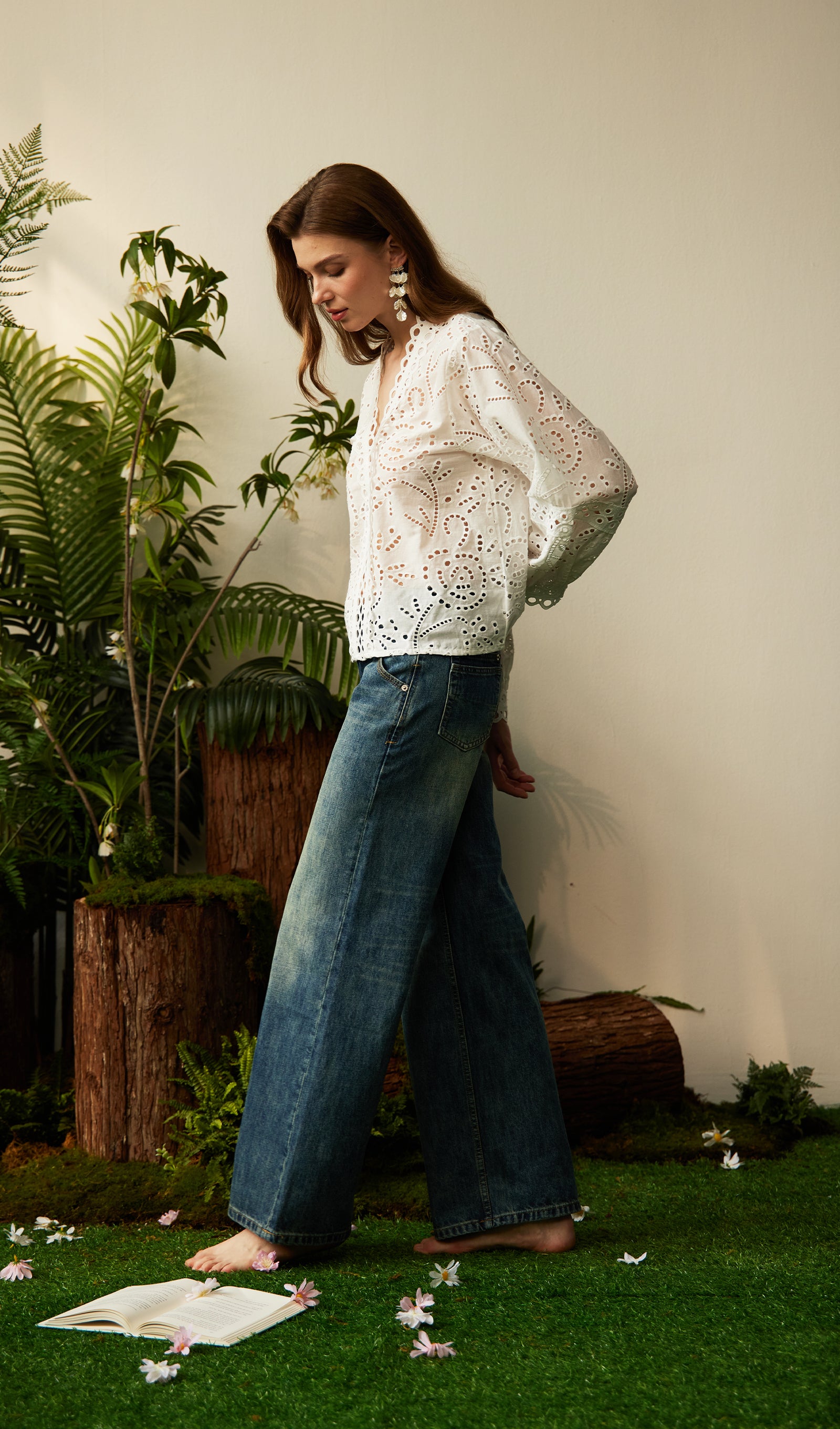 Hollow Out V Neck Top