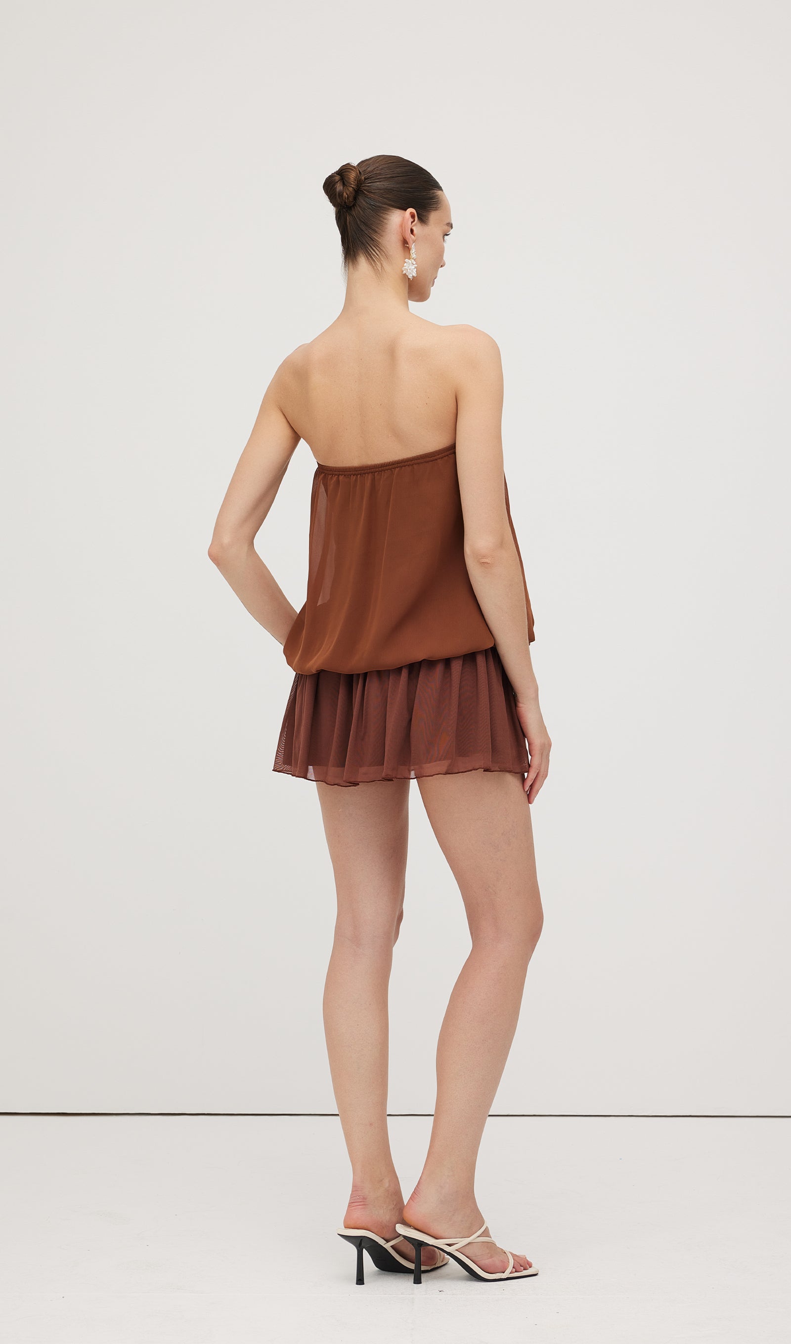 Midikleid in A-Linie mit Blumenmuster und Laternenärmeln
