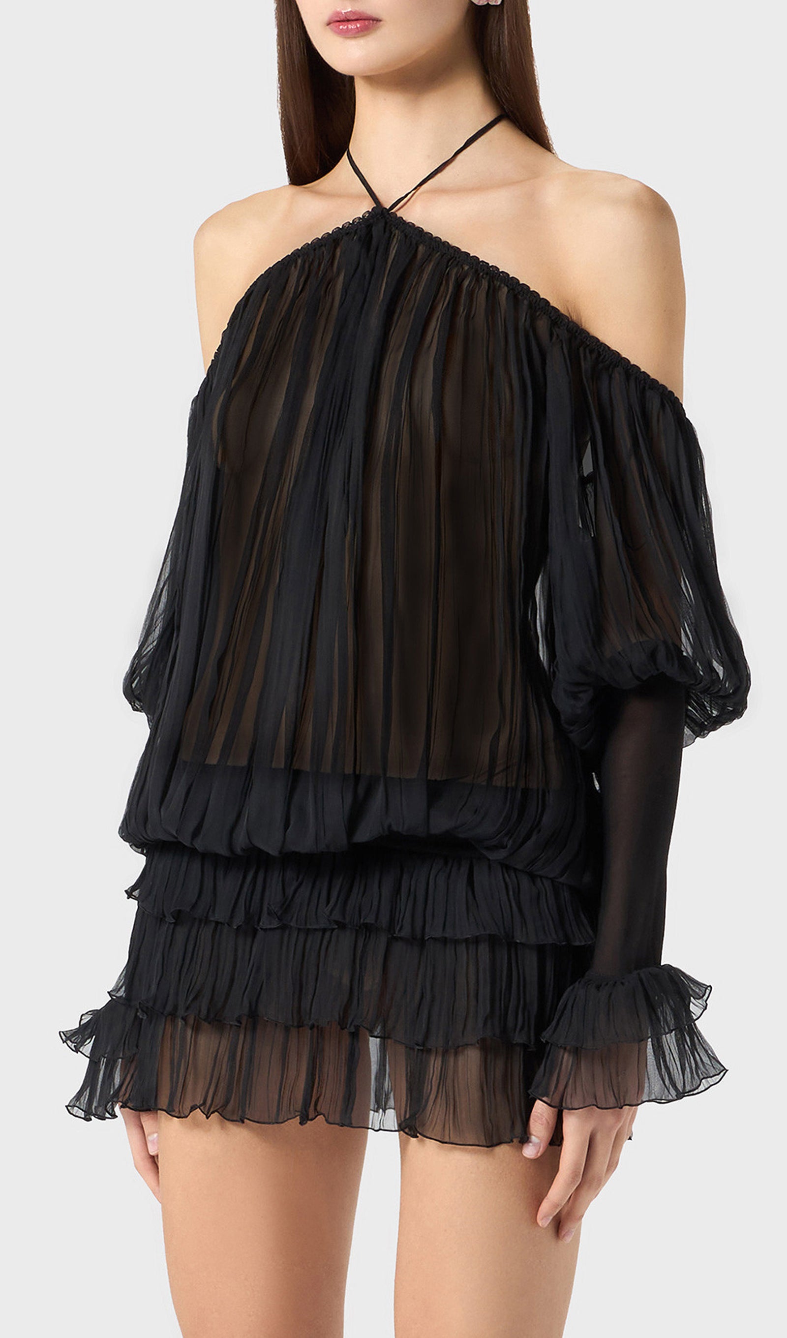 فستان ماكسي بتصميم ذيل السمكة بلون الماهوجني 