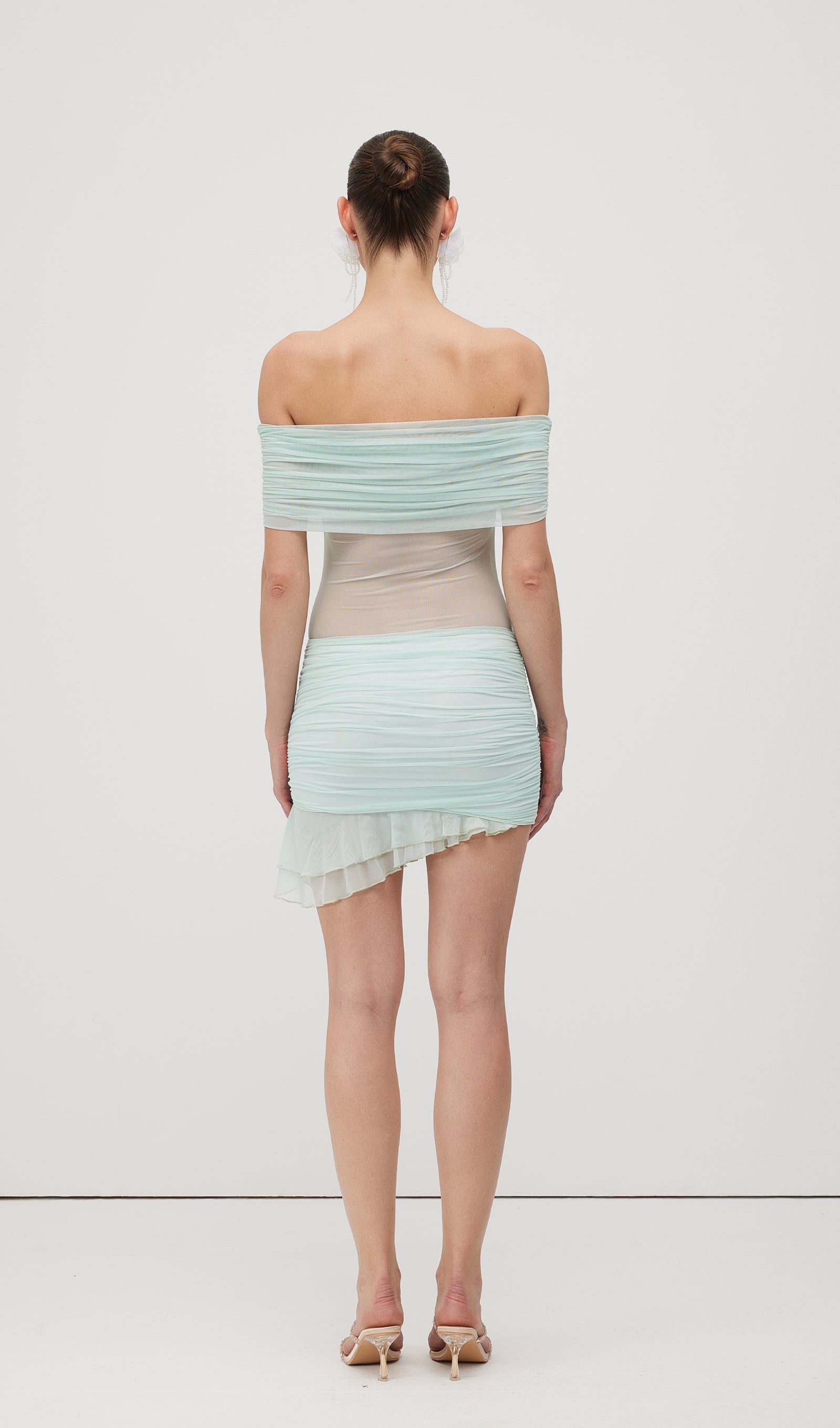 Midikleid in A-Linie mit Blumenmuster und Laternenärmeln