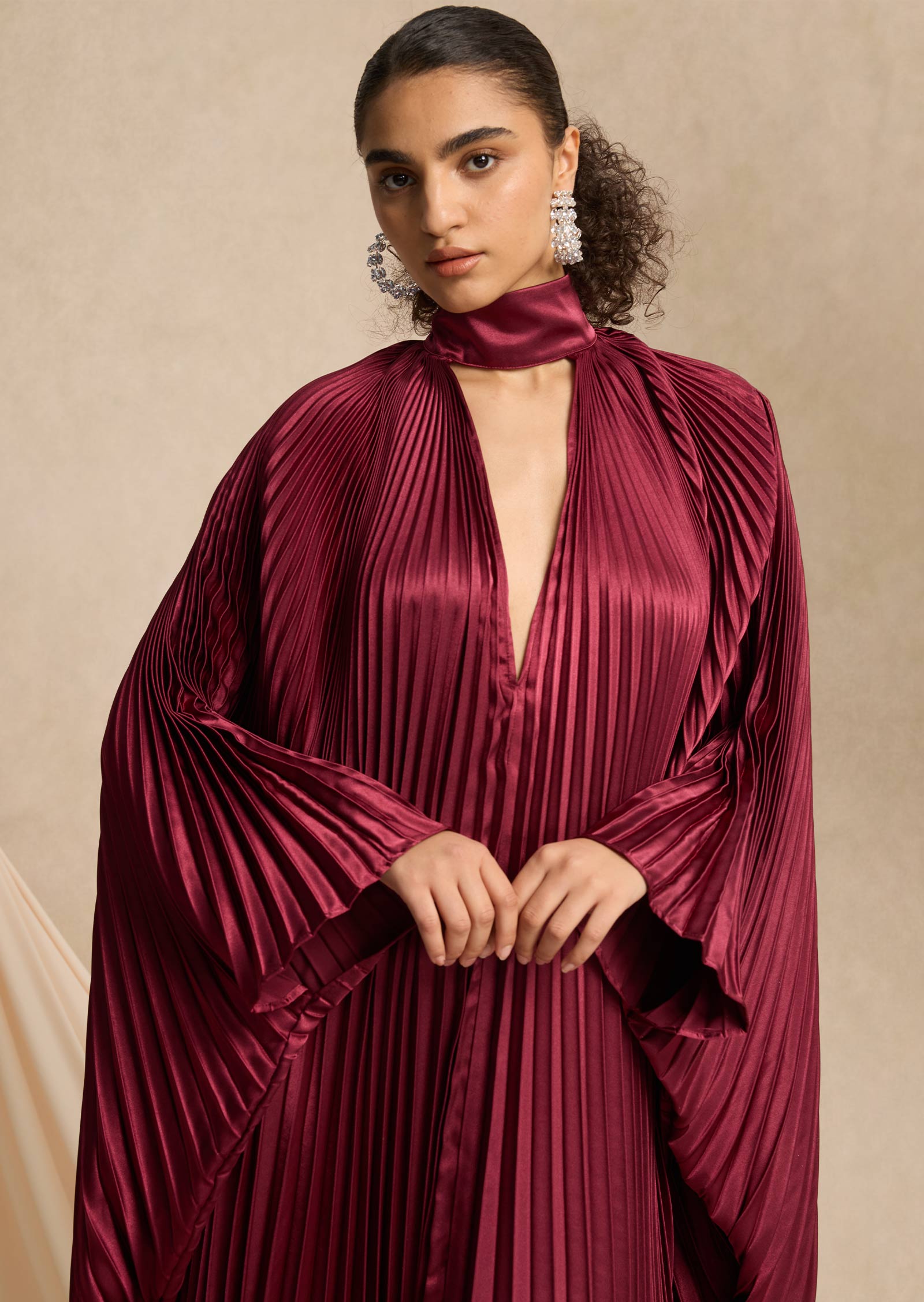 Midikleid in A-Linie mit Blumenmuster und Laternenärmeln