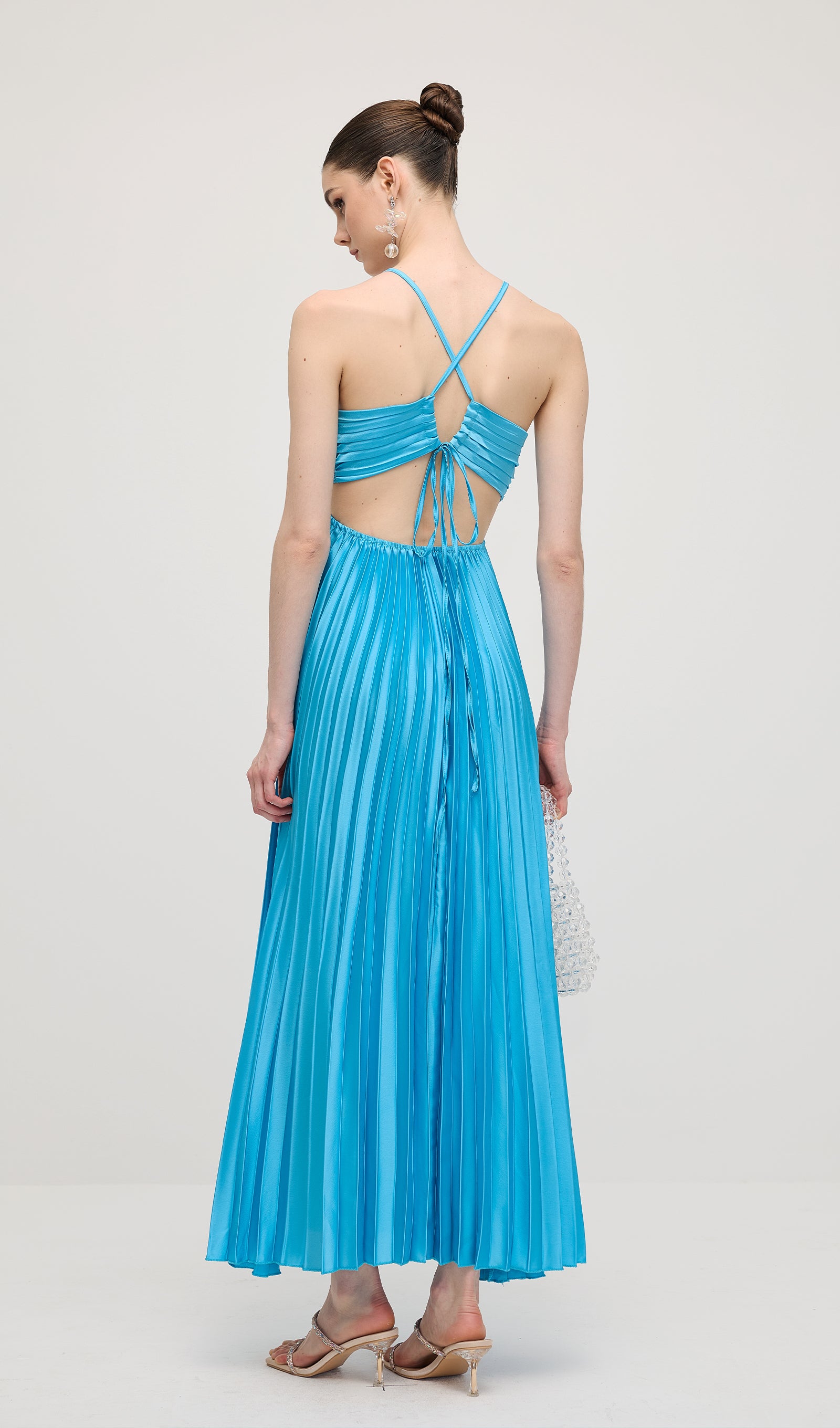 Midikleid in A-Linie mit Blumenmuster und Laternenärmeln